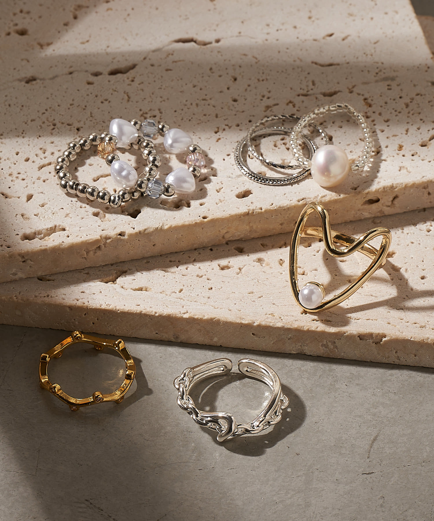 Lattice(ラティス) ハートパールビーズリングセット(2P)