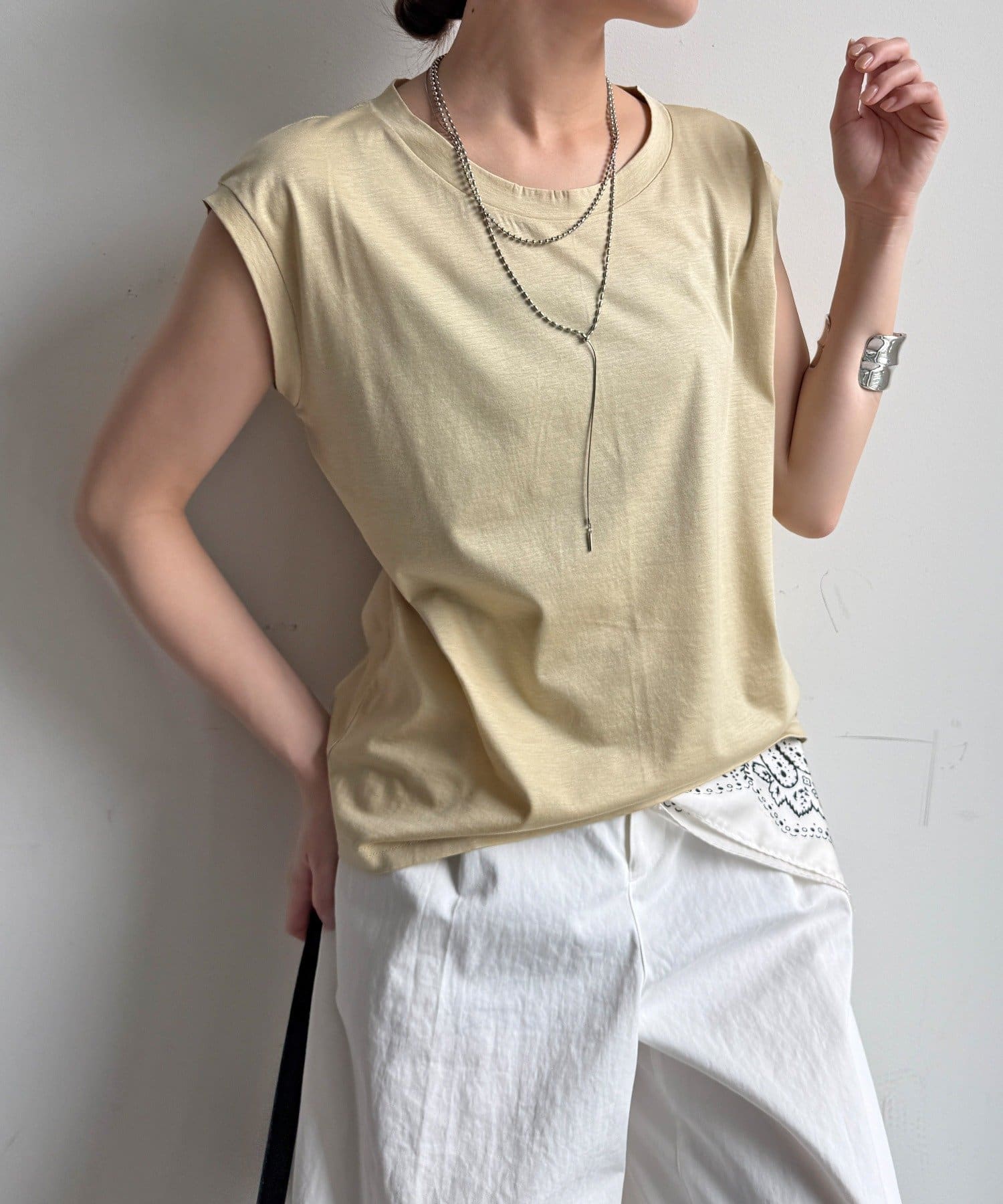 DOUDOU(ドゥドゥ) 【接触冷感】リヨセル混フレンチプルオーバー