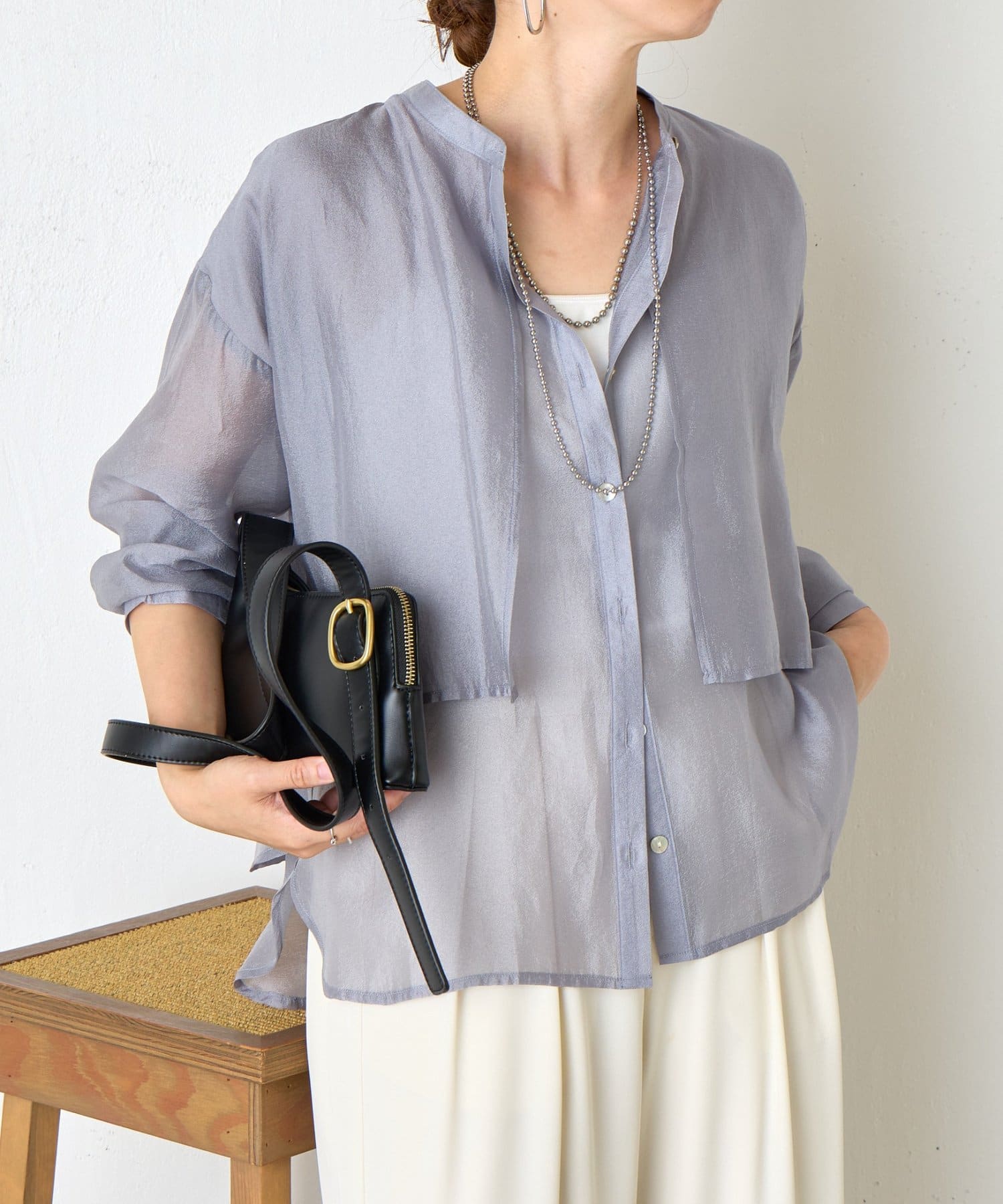 jena espace merveilleux シアーシャツ Jena espace merveilleux｜【スッキリシアーシャツ】裾リボン