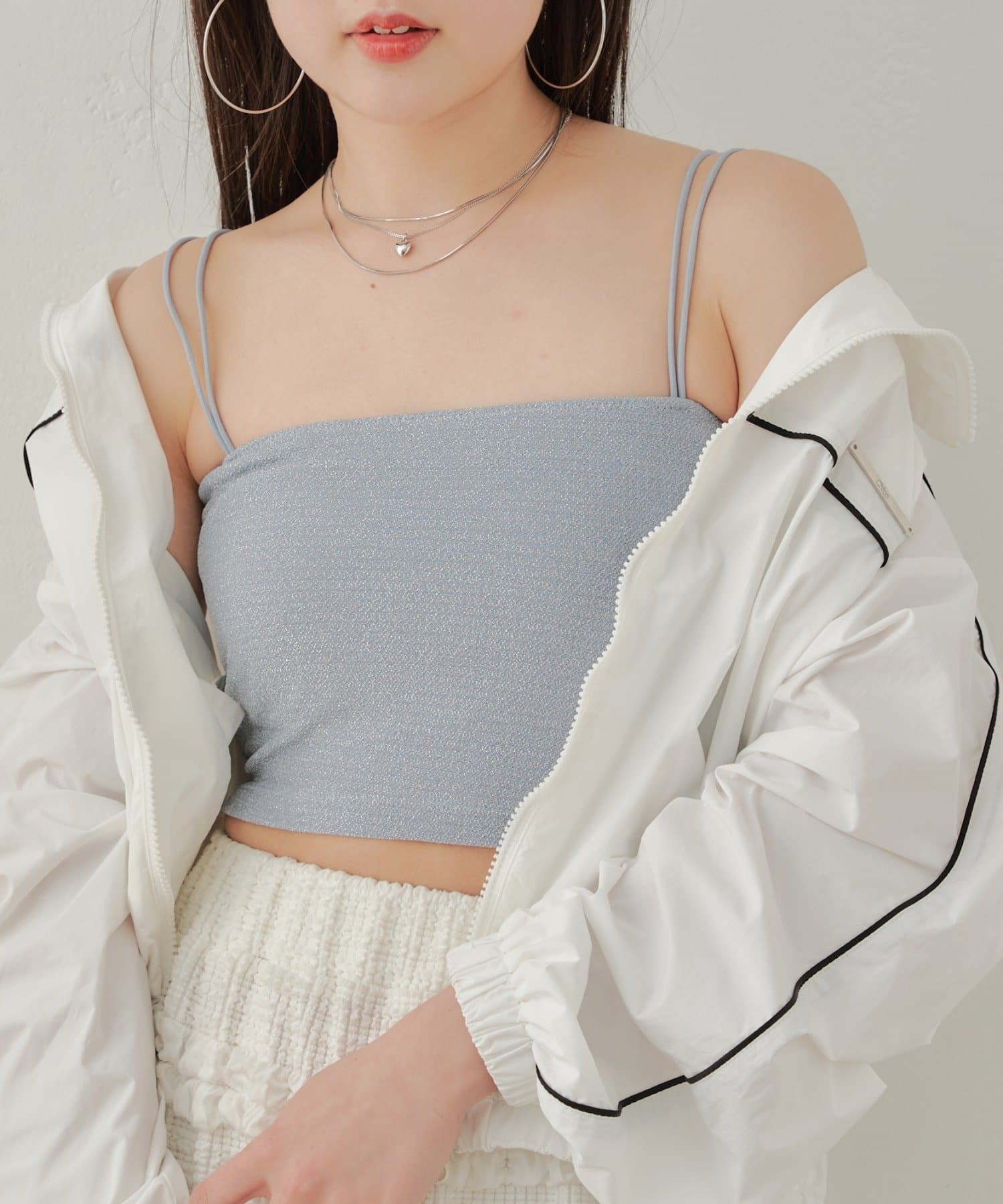 OUTLET(アウトレット) 【Chico】カップ付ベアラメチューブトップ