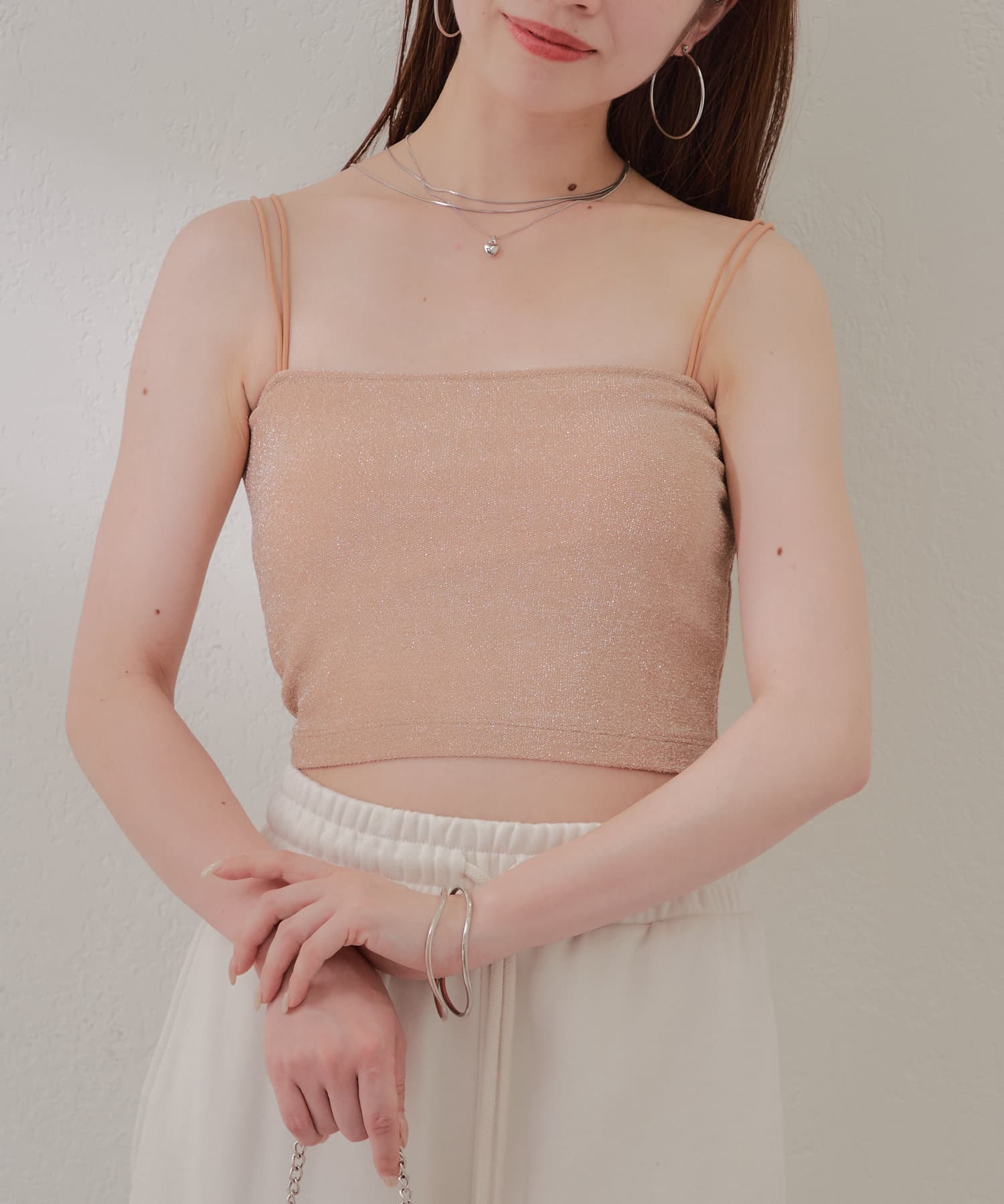 OUTLET(アウトレット) 【Chico】カップ付ベアラメチューブトップ