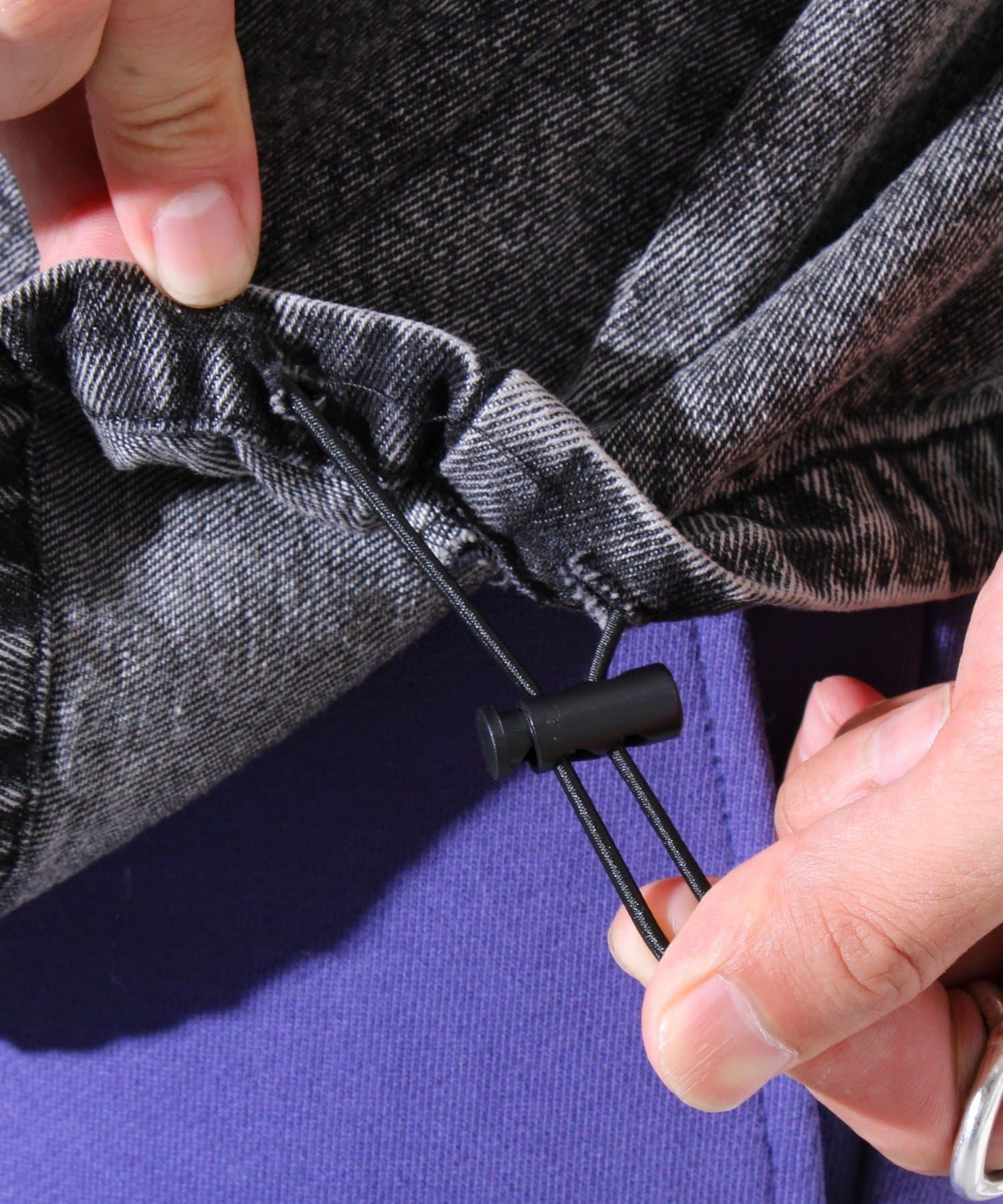 FREDY & GLOSTER(フレディ アンド グロスター) 【GLOSTER】デニムライクカットソー クルーネックTシャツ ドローコード付き