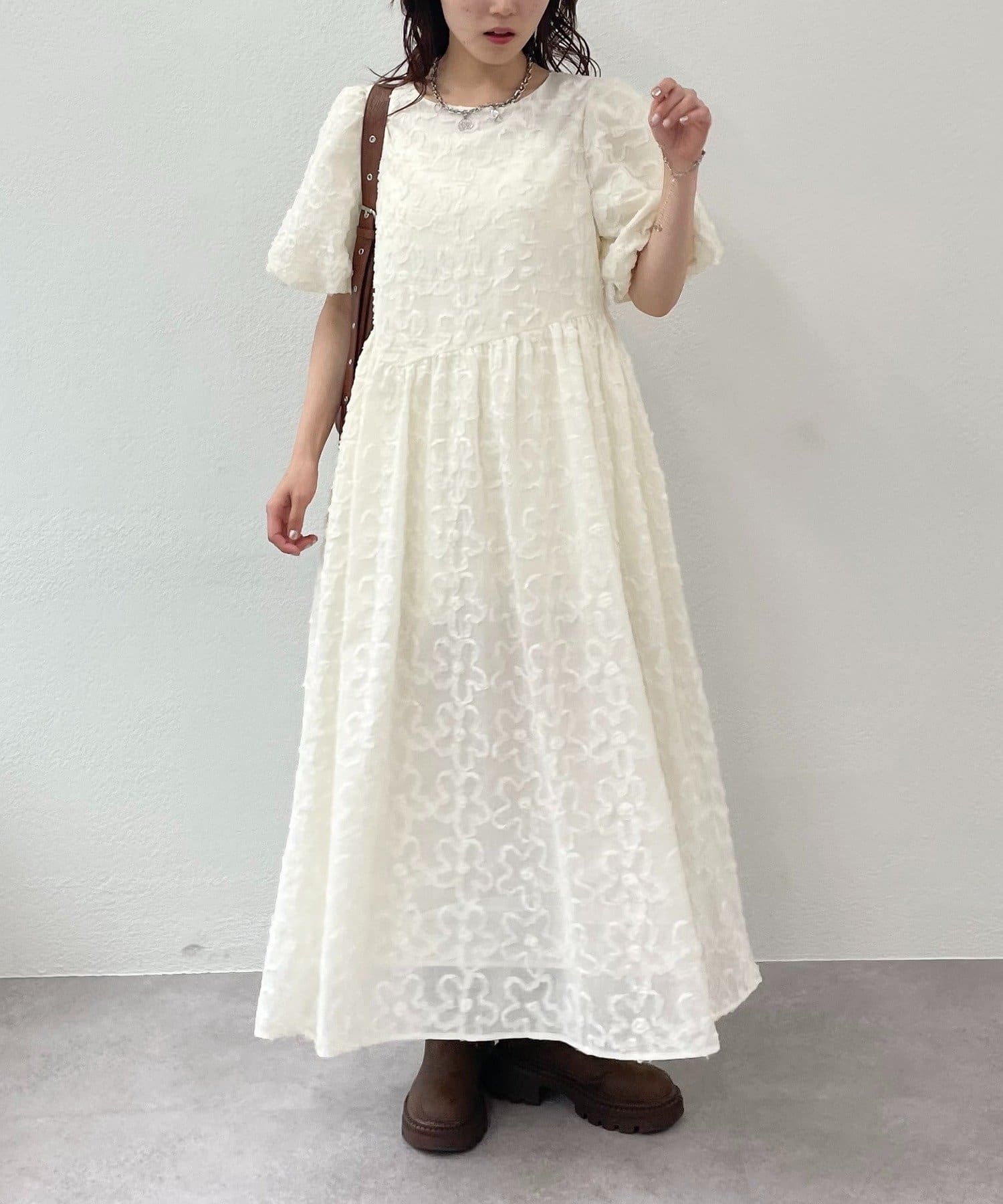 花柄レースフレアワンピース3色展開 Lace Ladies ドレス 花柄総レースロング丈フレアワンピース