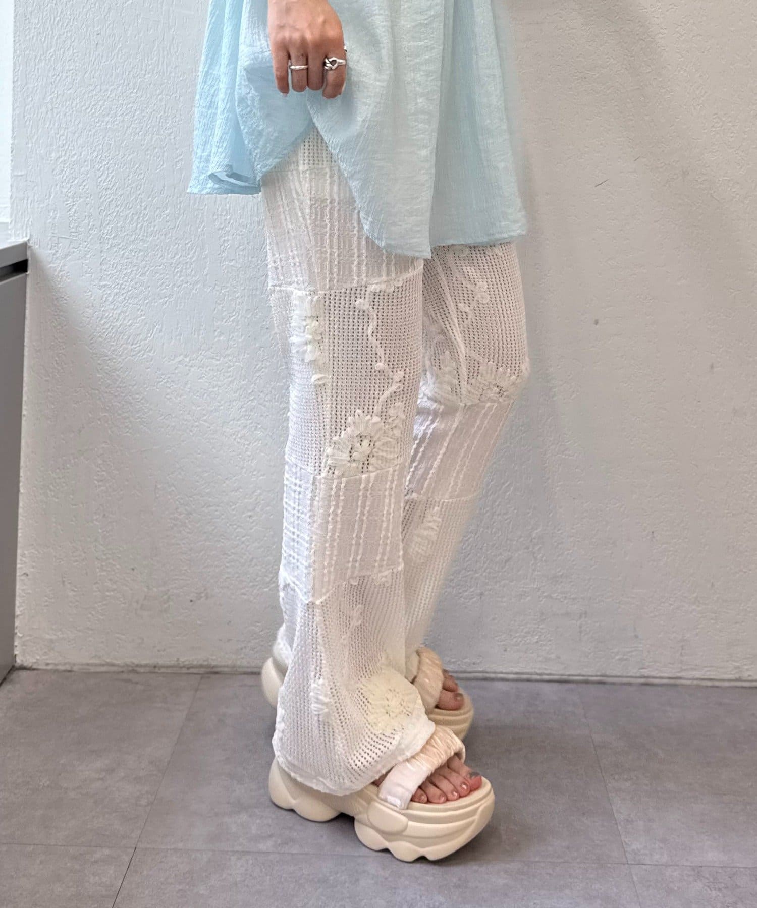 2サイズ展開】パッチワークフレアレースパンツ | w closet