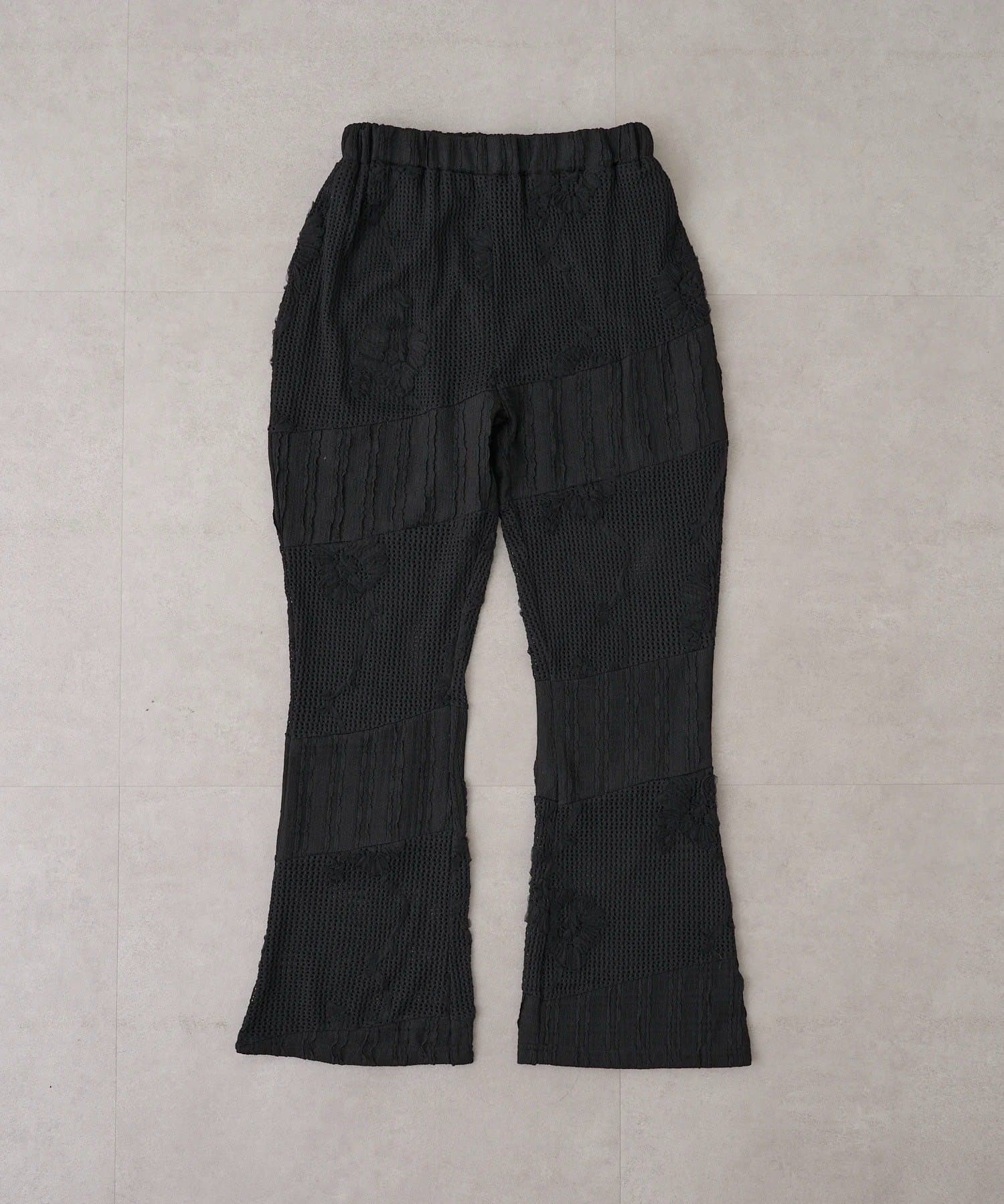 w closet(ダブルクローゼット) 【2サイズ展開】パッチワークフレアレースパンツ