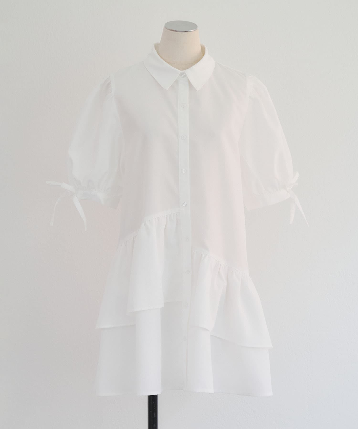 NICE CLAUP / OLIVE des OLIVE OUTLET(ナイスクラップ  / オリーブ デ オリーブ アウトレット) 【RMAF】アシメフリルシャツワンピース