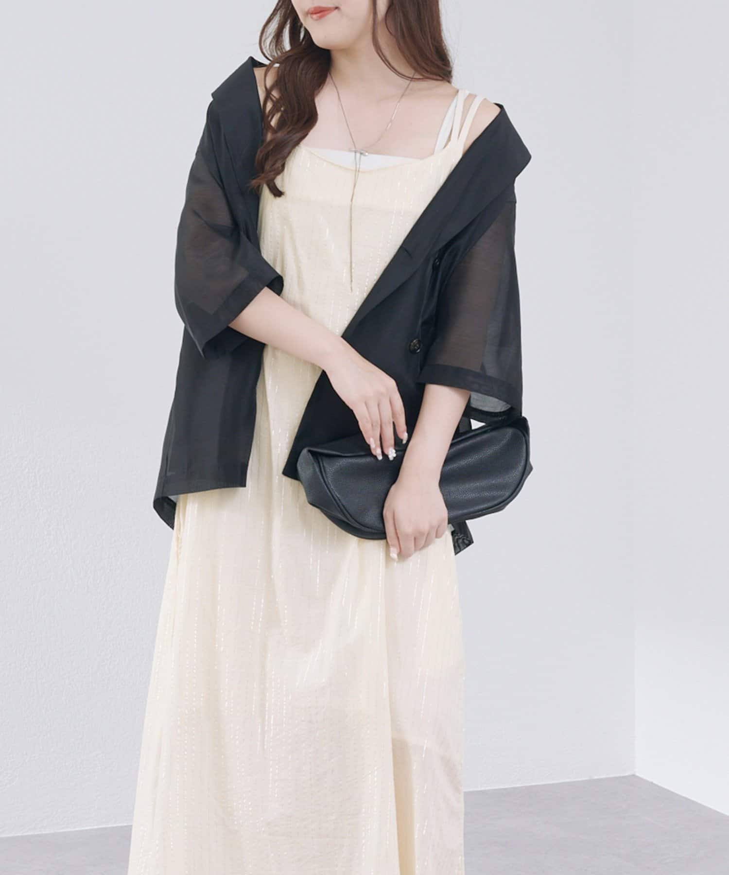 NICE CLAUP / OLIVE des OLIVE OUTLET(ナイスクラップ  / オリーブ デ オリーブ アウトレット) 【RMAF】ラメストライプタッセル付キャミワンピース