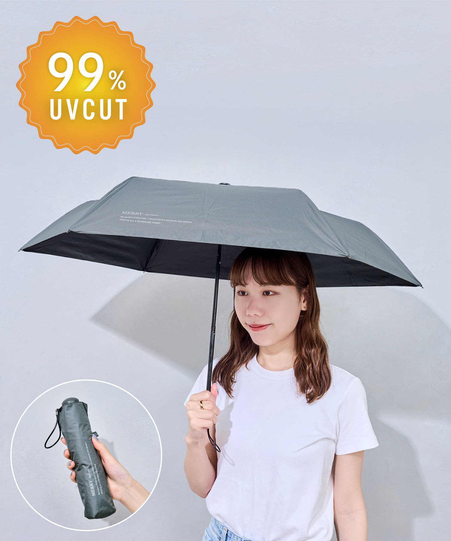 3COINS(スリーコインズ) 晴雨兼用折傘シンプルロゴ
