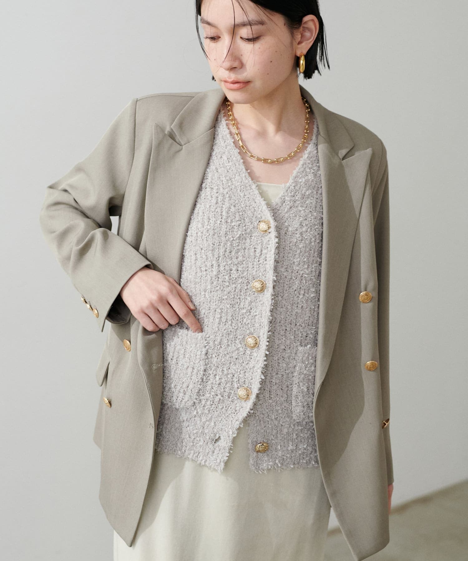 NICE CLAUP / OLIVE des OLIVE OUTLET(ナイスクラップ  / オリーブ デ オリーブ アウトレット) 【LARUTA】金釦テーラードジャケット