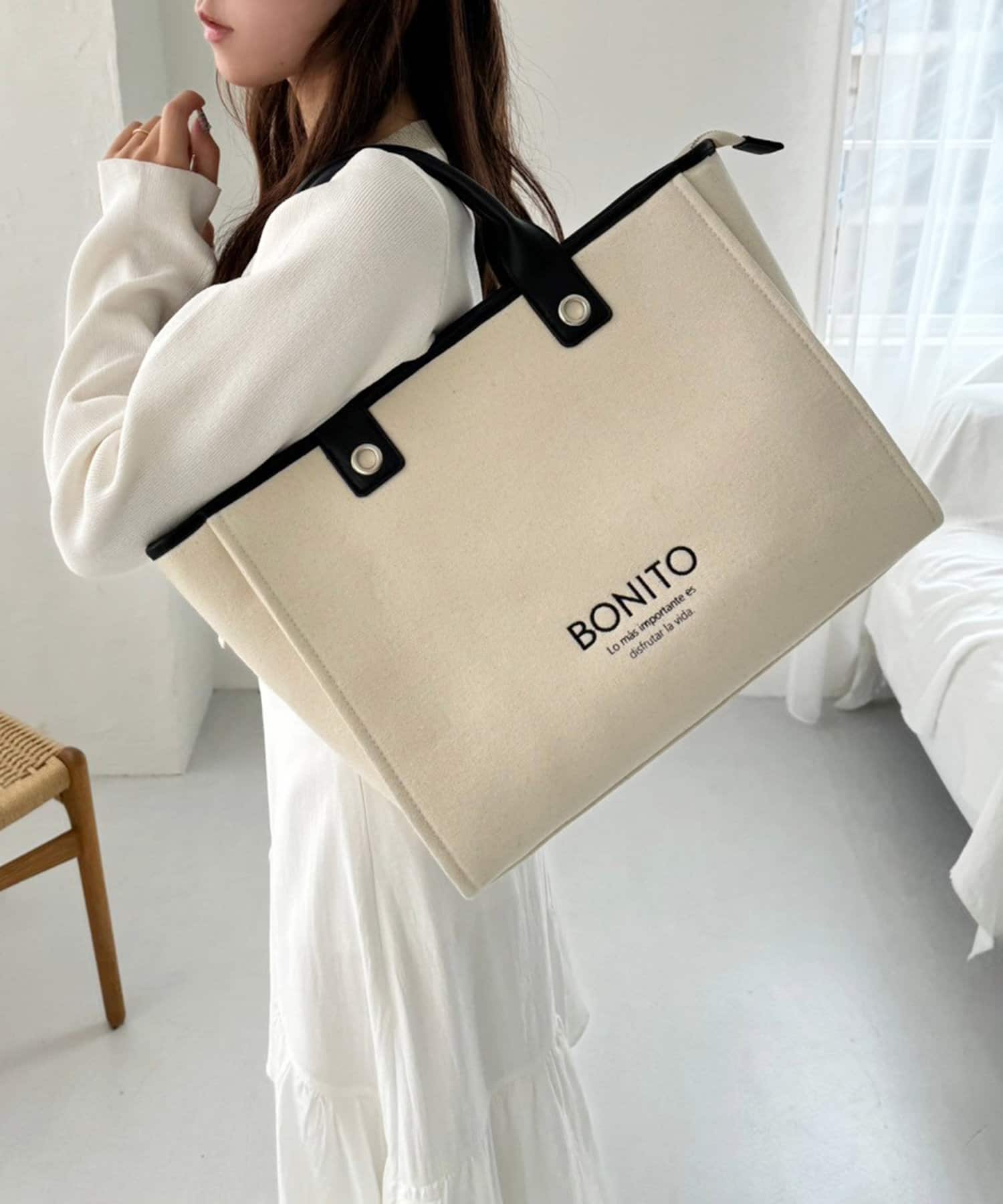 NICE CLAUP / OLIVE des OLIVE OUTLET(ナイスクラップ  / オリーブ デ オリーブ アウトレット) 【one after another】トリミングロゴトート