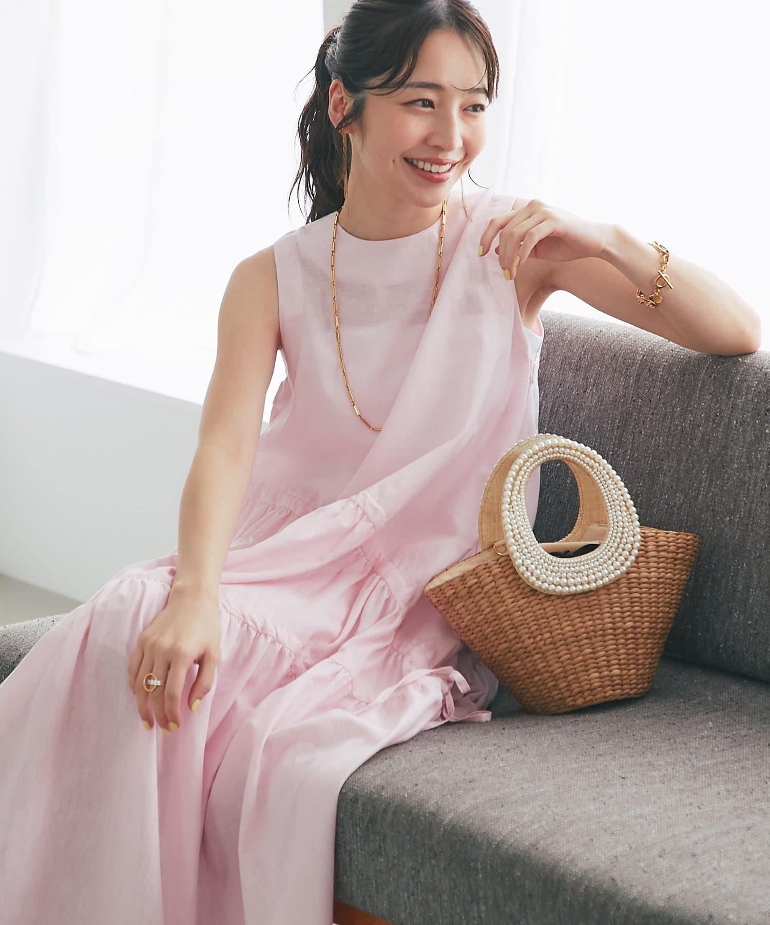 センター後リボンマキシワンピース La boutique BonBon｜【最強愛されワンピ】アシンメトリーリボン