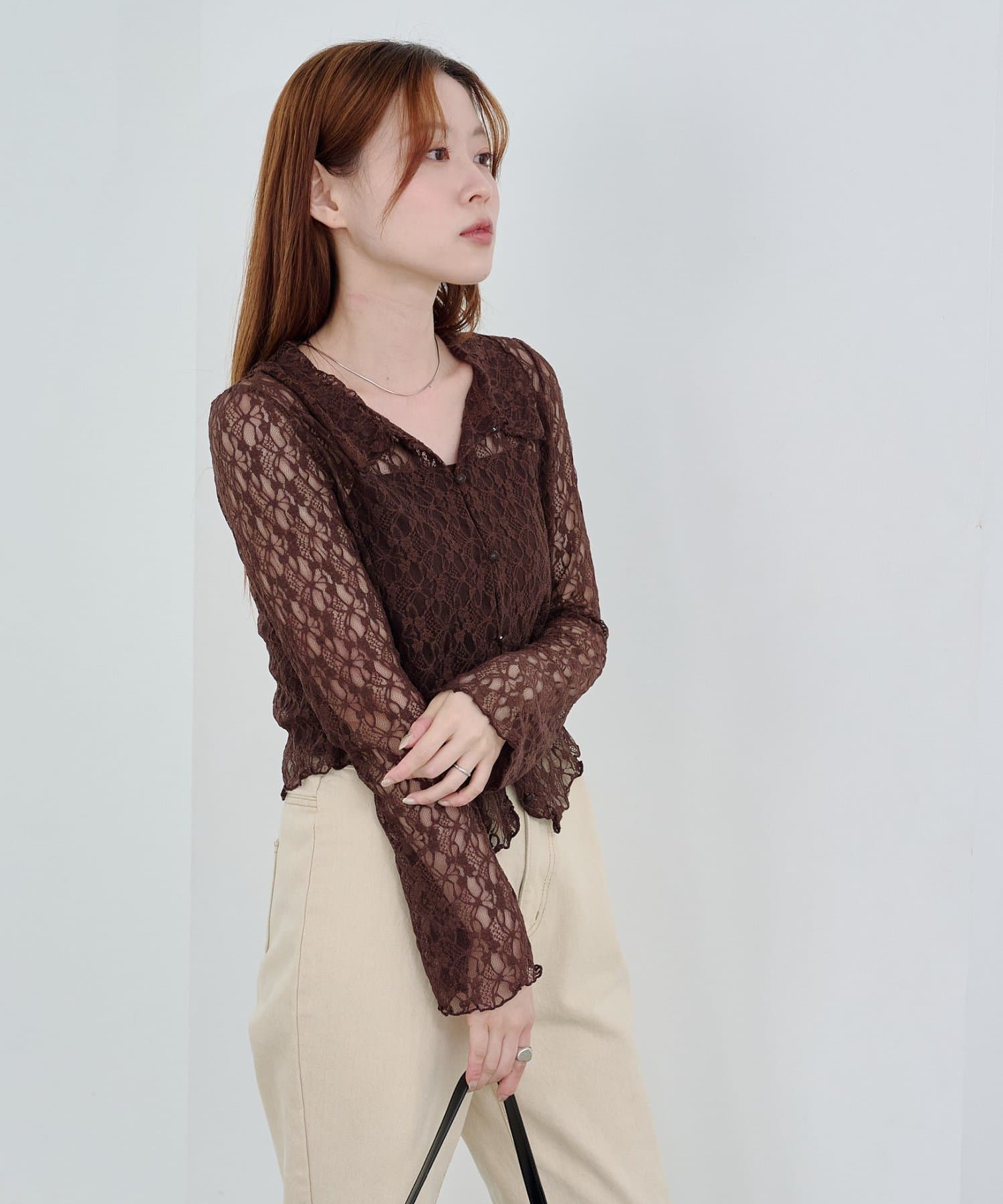 kastane 【S.Mサイズ展開】衿付きレースプルオーバー　アイボリー　M 新色追加/S.Mサイズ展開】衿付きレースプルオーバー | Kastane