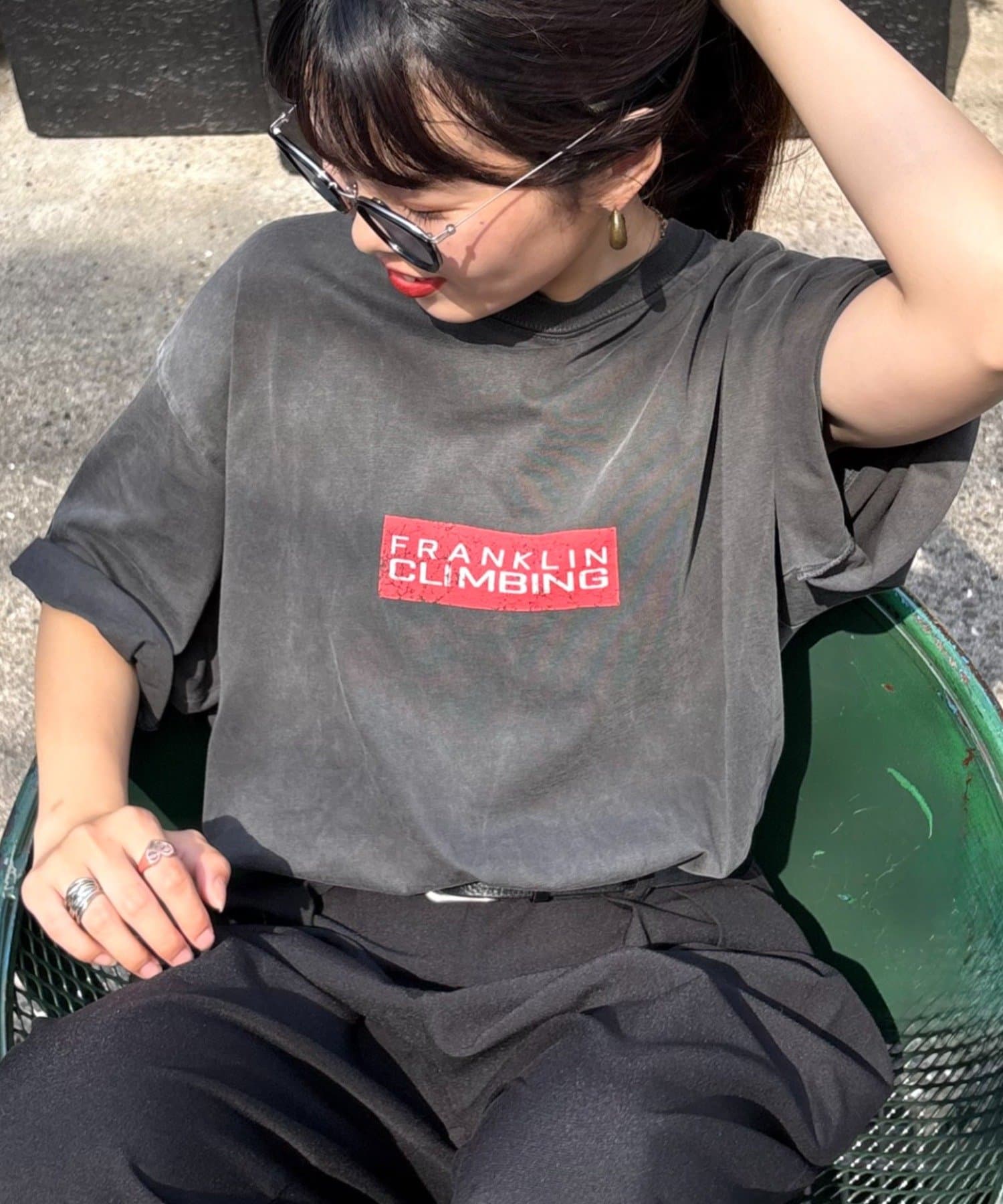 CIAOPANIC TYPY(チャオパニックティピー) 【Franklin Climbing】ユニセックスレッドロゴプリントTEE