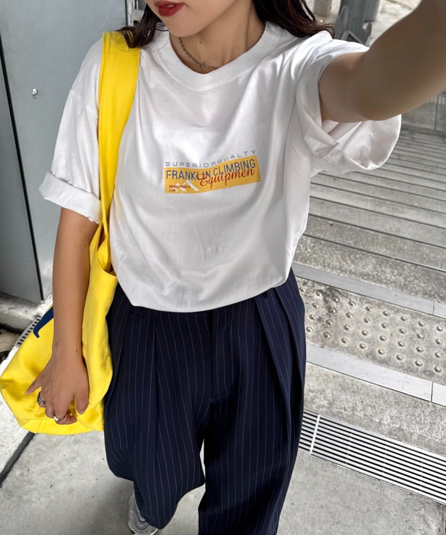 CIAOPANIC TYPY(チャオパニックティピー) 【Franklin Climbing】ユニセックスイエローロゴプリントTEE