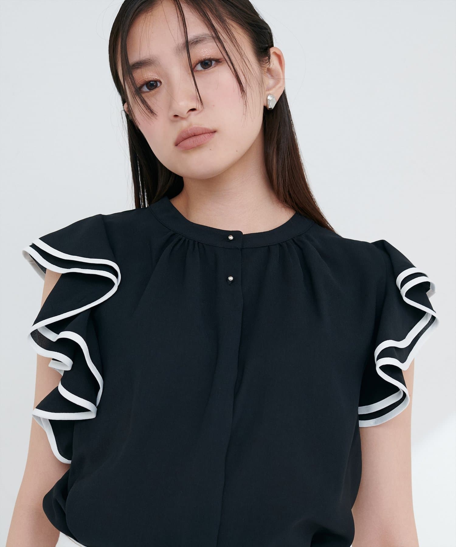 入荷中 WEB限定】配色ラッフルスリーブブラウス couture natural | ワンピース
