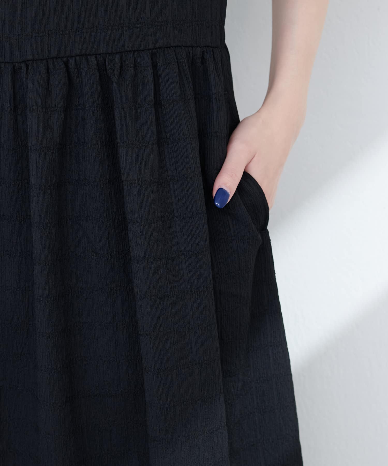 natural couture(ナチュラルクチュール) 【WEB限定】シャーリングチェックパフスリーブワンピース
