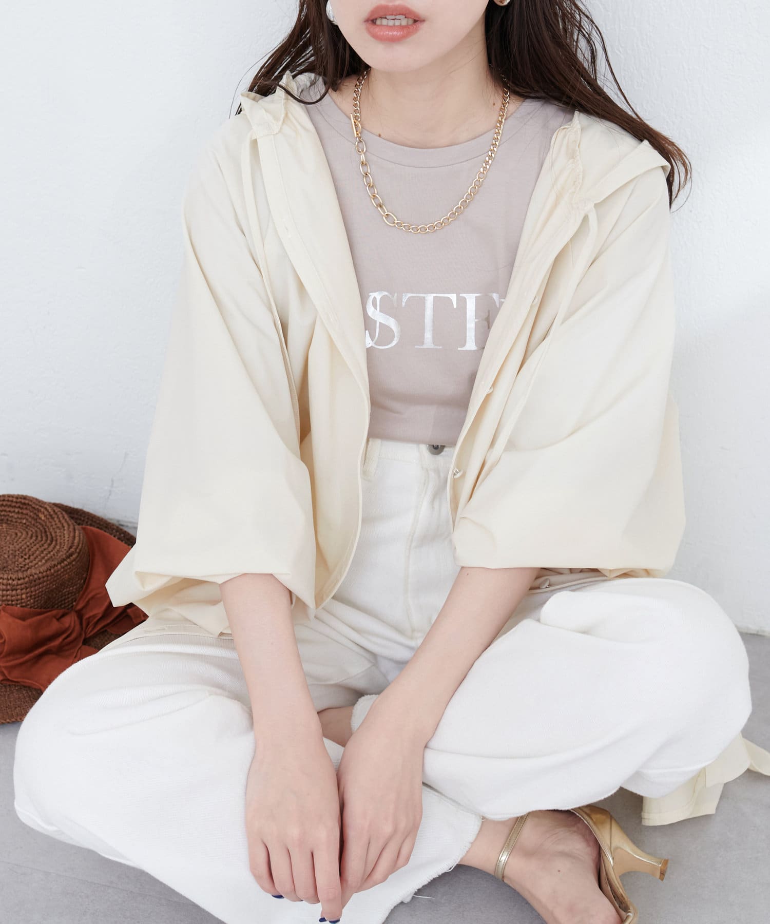 natural couture(ナチュラルクチュール) 【WEB限定】フード付きラッシュガードシャツ