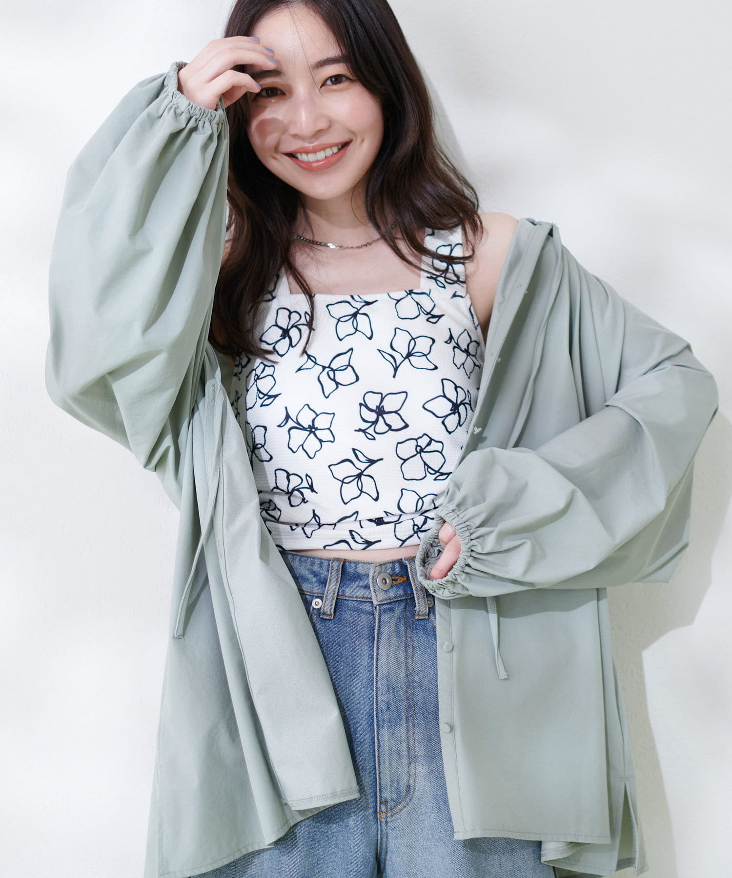 natural couture(ナチュラルクチュール) 【WEB限定】フード付きラッシュガードシャツ