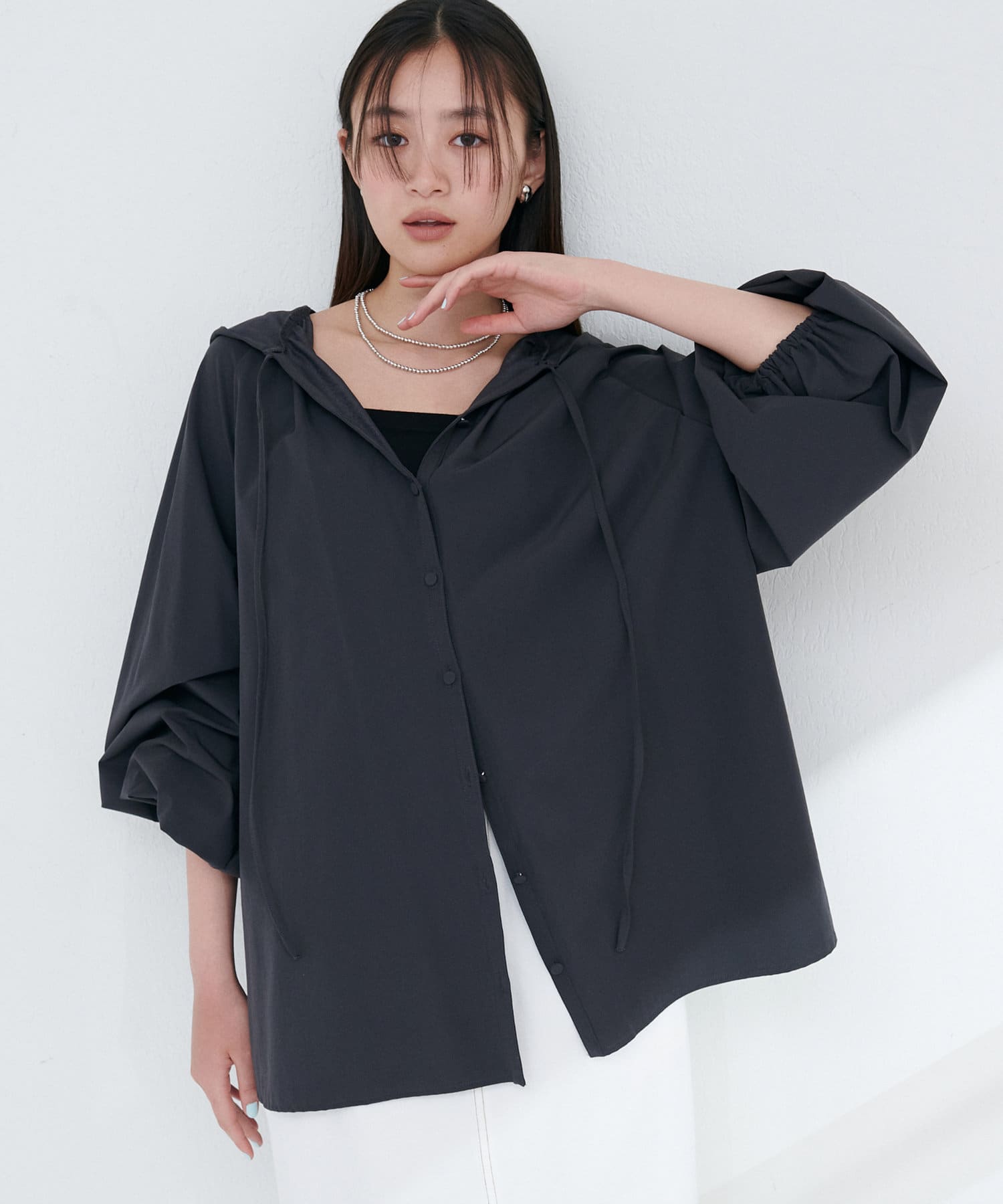 natural couture(ナチュラルクチュール) 【WEB限定】フード付きラッシュガードシャツ
