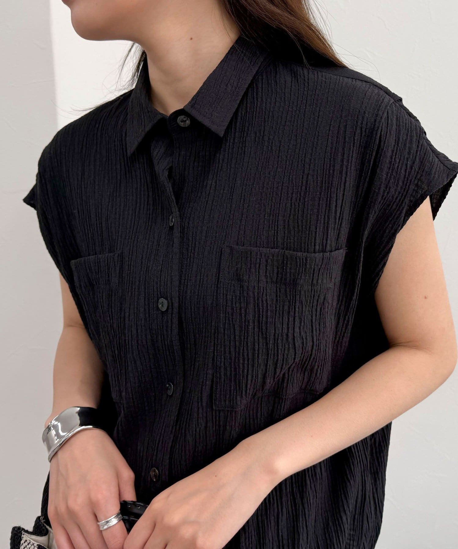 FREDY & GLOSTER(フレディ アンド グロスター) 前開きフレンチタックシャツ