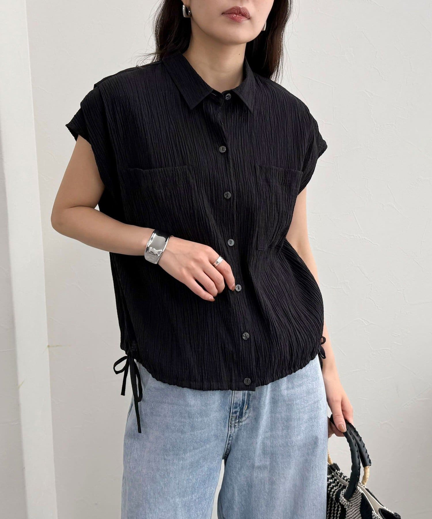 FREDY & GLOSTER(フレディ アンド グロスター) 前開きフレンチタックシャツ