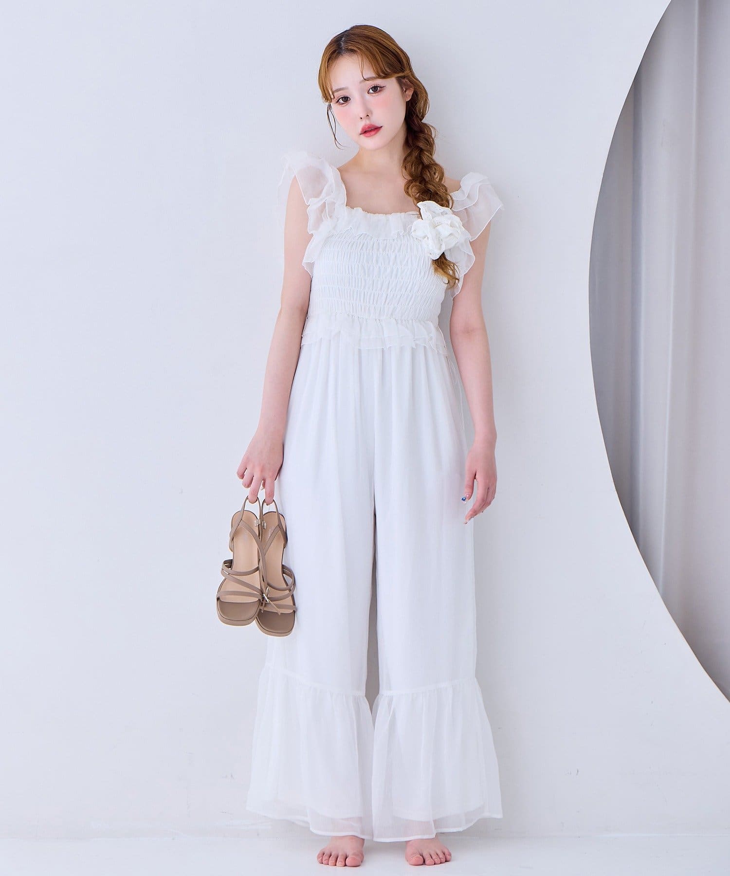 【新品】NICECLAUP ナイスクラップ フリルロンパース one after another NICE CLAUP/【one after anoher】フリル