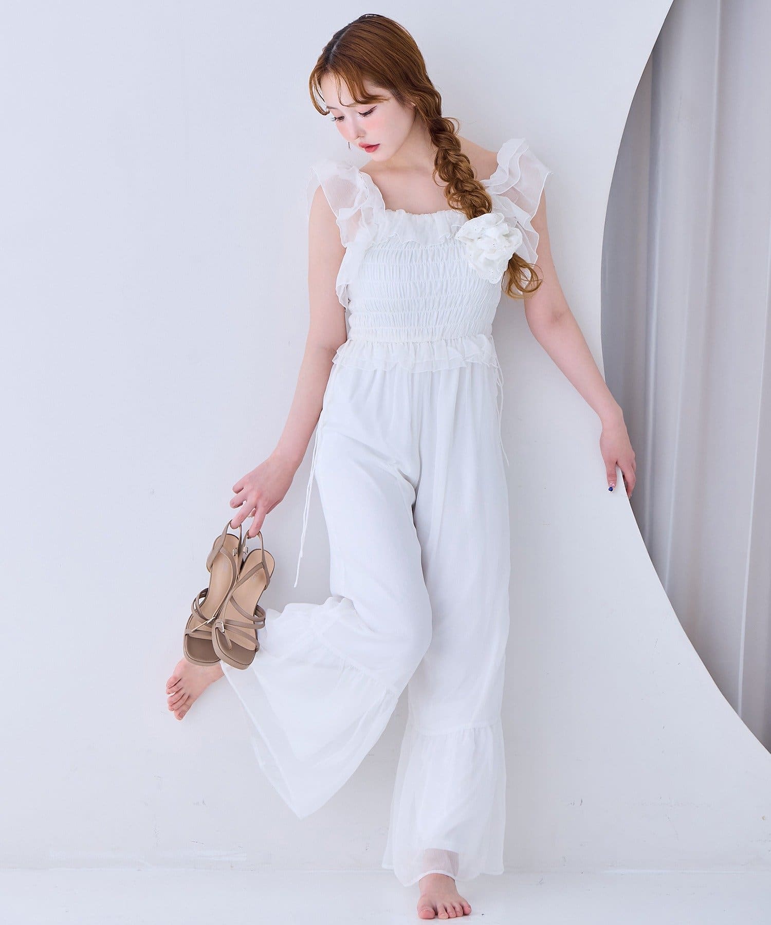 【新品】NICECLAUP ナイスクラップ フリルロンパース one after another NICE CLAUP/【one after anoher】フリル