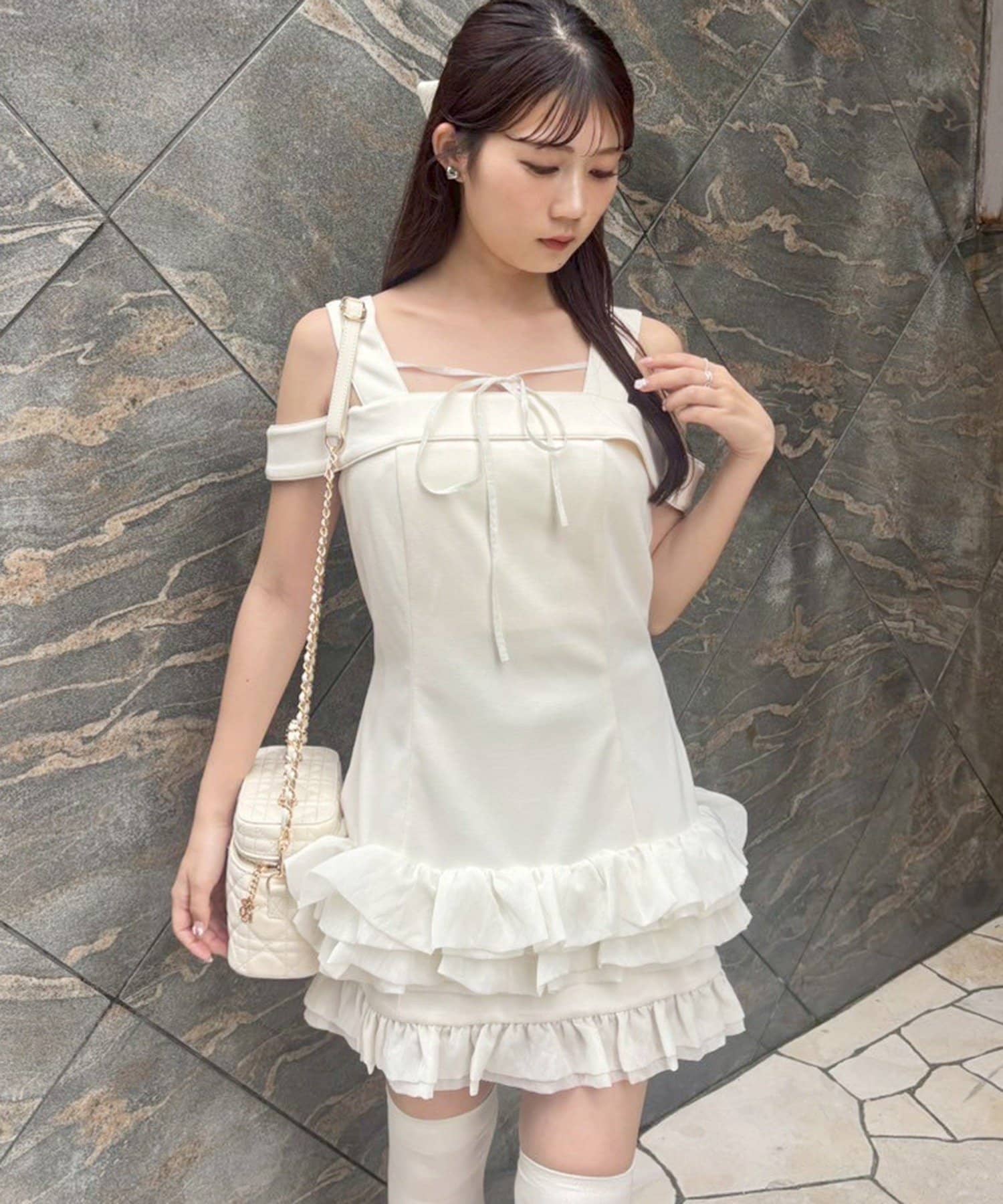 one after another NICE CLAUP(ワンアフターアナザー ナイスクラップ) 【お揃いcollection】フリルミニワンピ