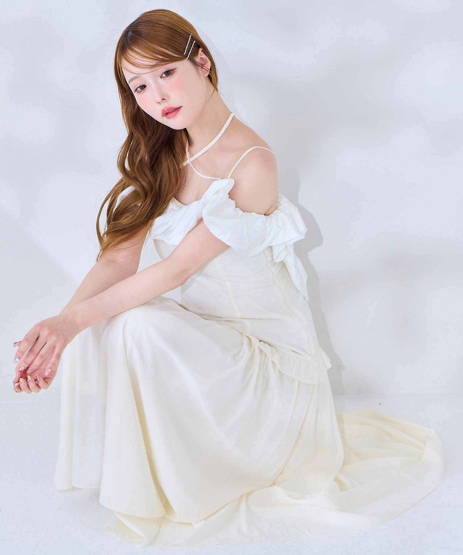 one after another NICE CLAUP(ワンアフターアナザー ナイスクラップ) 【Fluffy Romance collection】バルーン襟キャミワンピ