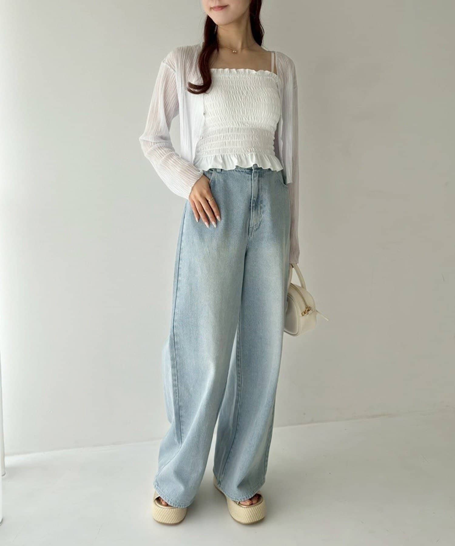 【ウエストサイズ調整可能】ワイドデニムパンツ ウエストサイズ調整可】美脚ワイドデニム | ファッション通販