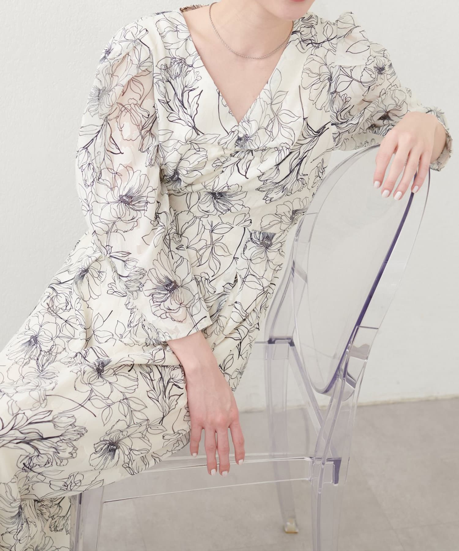 NICE CLAUP / OLIVE des OLIVE OUTLET(ナイスクラップ  / オリーブ デ オリーブ アウトレット) 【natural couture】線画ジャガードワンピース