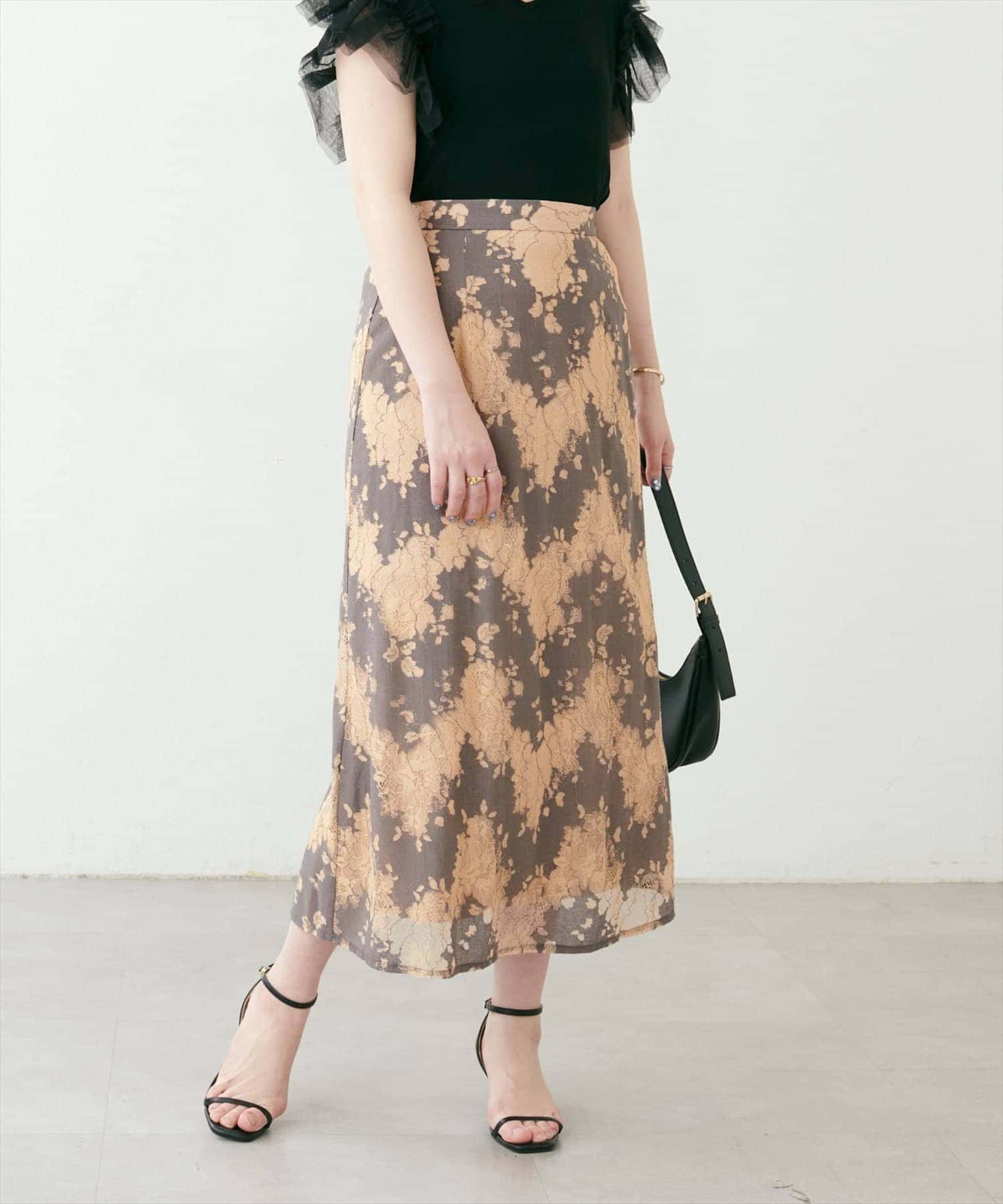 NICE CLAUP / OLIVE des OLIVE OUTLET(ナイスクラップ  / オリーブ デ オリーブ アウトレット) 【natural couture】カラーレースＡラインスカート