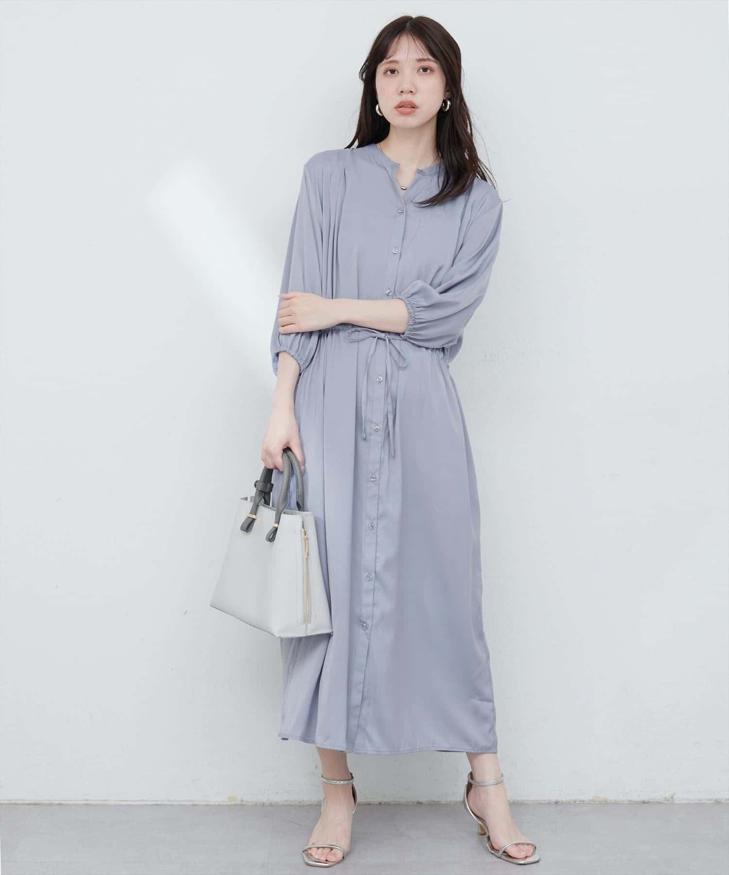 NICE CLAUP / OLIVE des OLIVE OUTLET(ナイスクラップ  / オリーブ デ オリーブ アウトレット) 【natural couture】たっぷりギャザーサテンワンピース