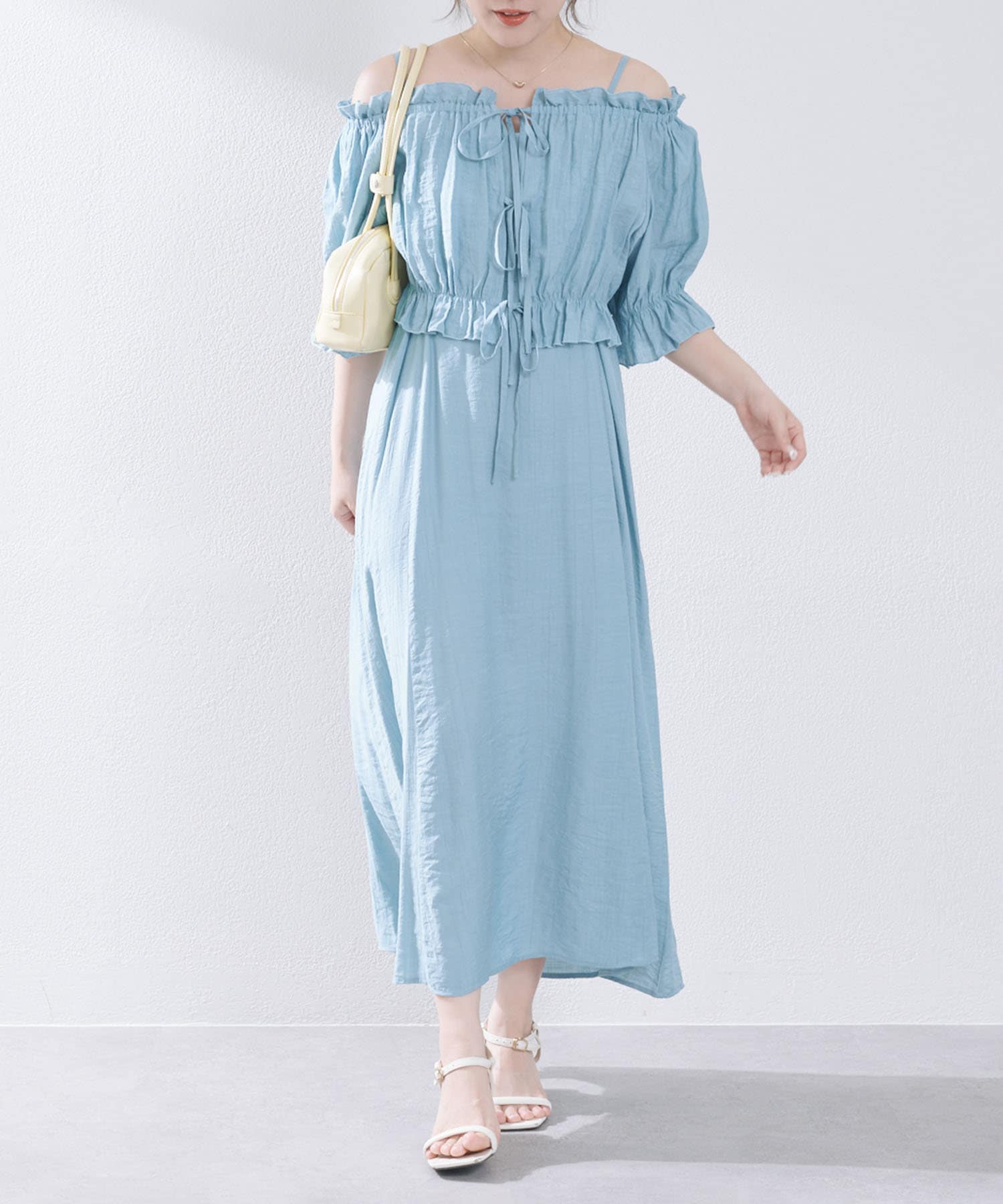NICE CLAUP / OLIVE des OLIVE OUTLET(ナイスクラップ  / オリーブ デ オリーブ アウトレット) 《２セットアイテム》【RMAF】リボンブラウス+キャミワンピ