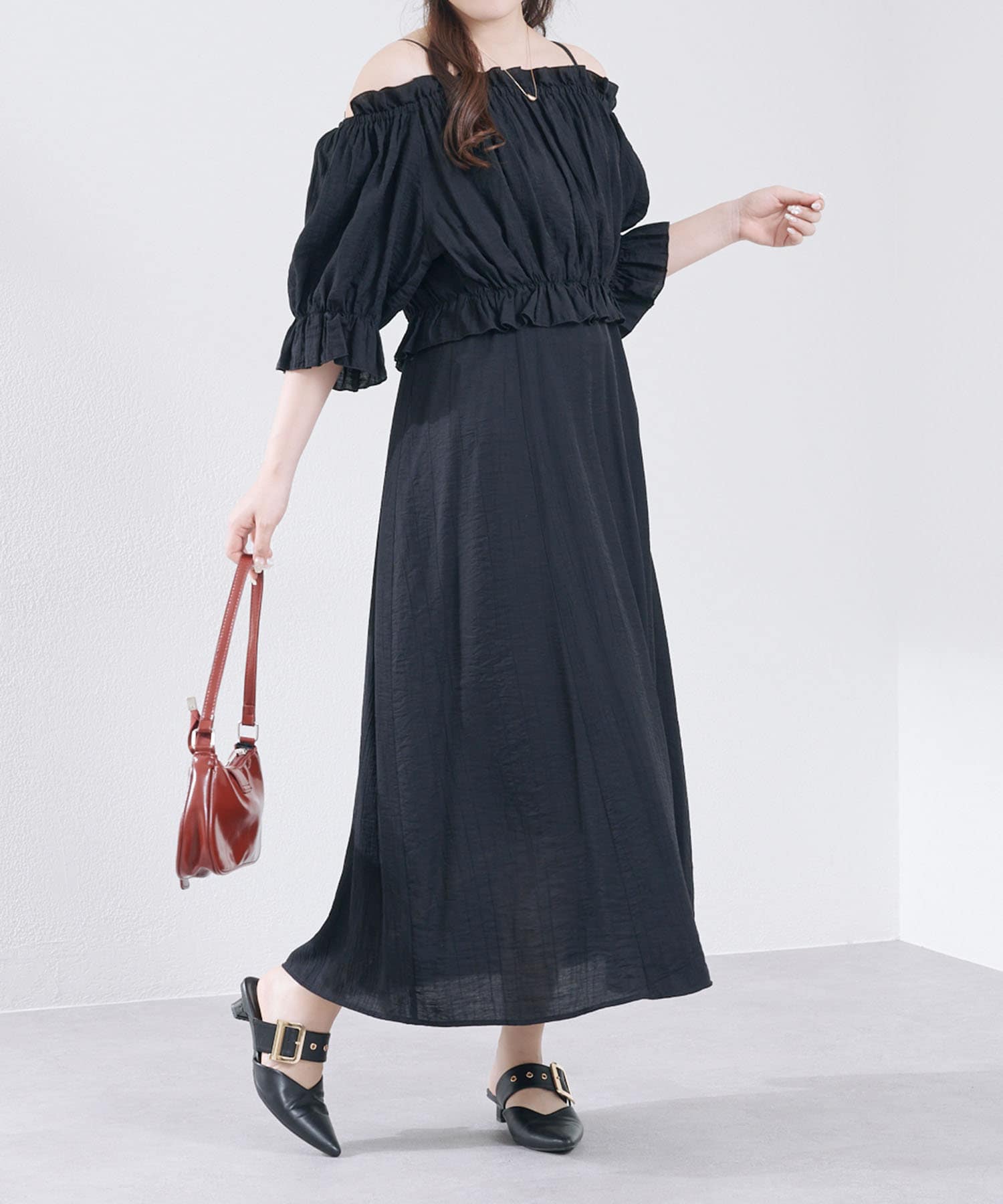 NICE CLAUP / OLIVE des OLIVE OUTLET(ナイスクラップ  / オリーブ デ オリーブ アウトレット) 《２セットアイテム》【RMAF】リボンブラウス+キャミワンピ