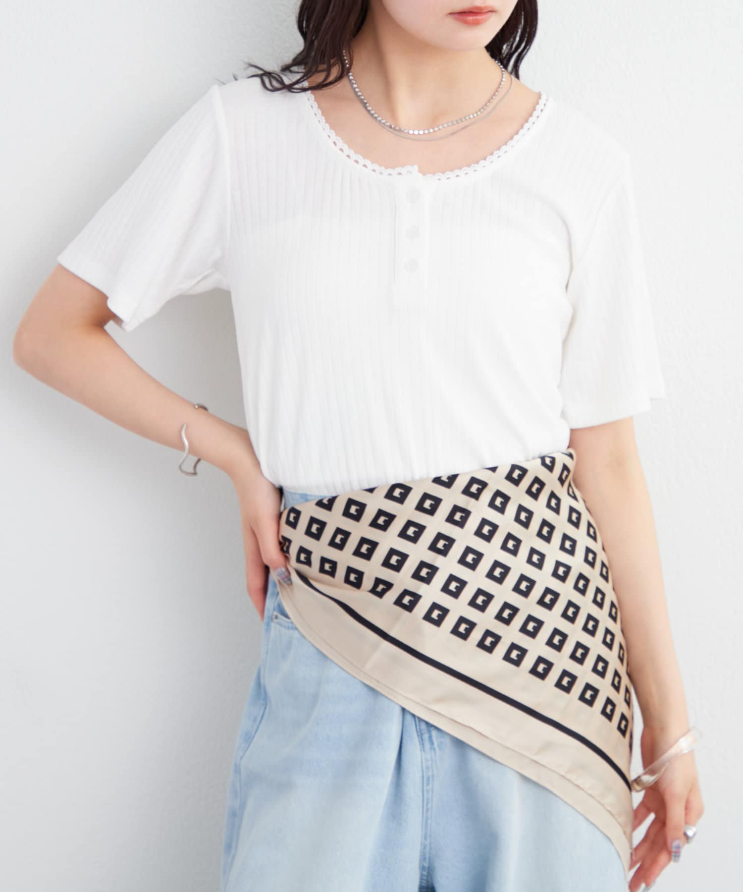 mystic(ミスティック) ヘンリー半袖Tシャツ