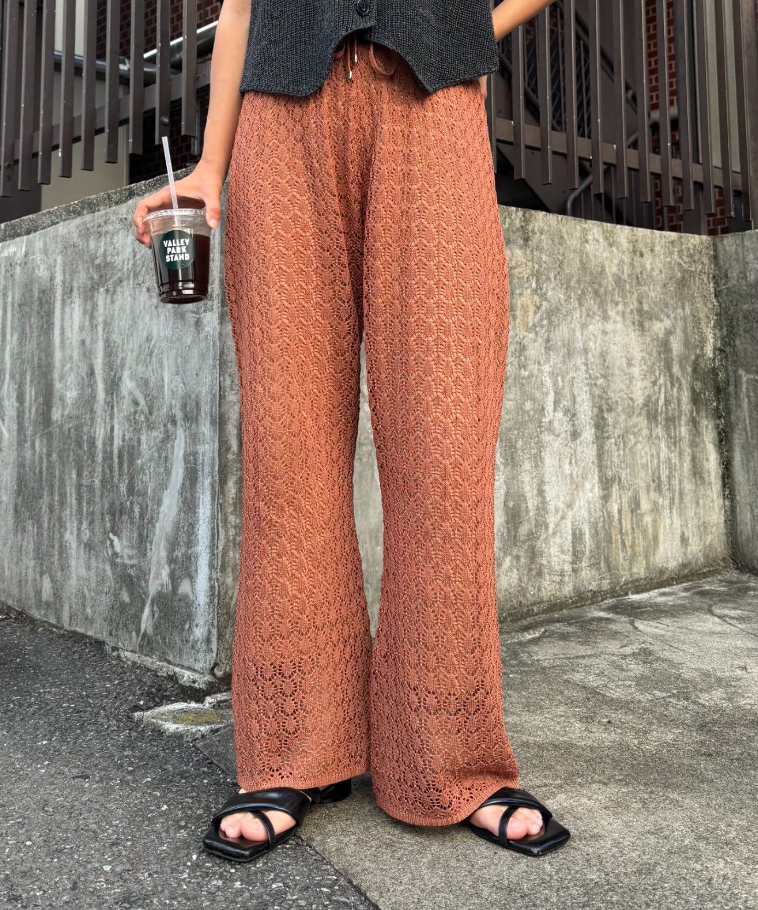 CIAOPANIC TYPY(チャオパニックティピー) レース編みニットフレアパンツ
