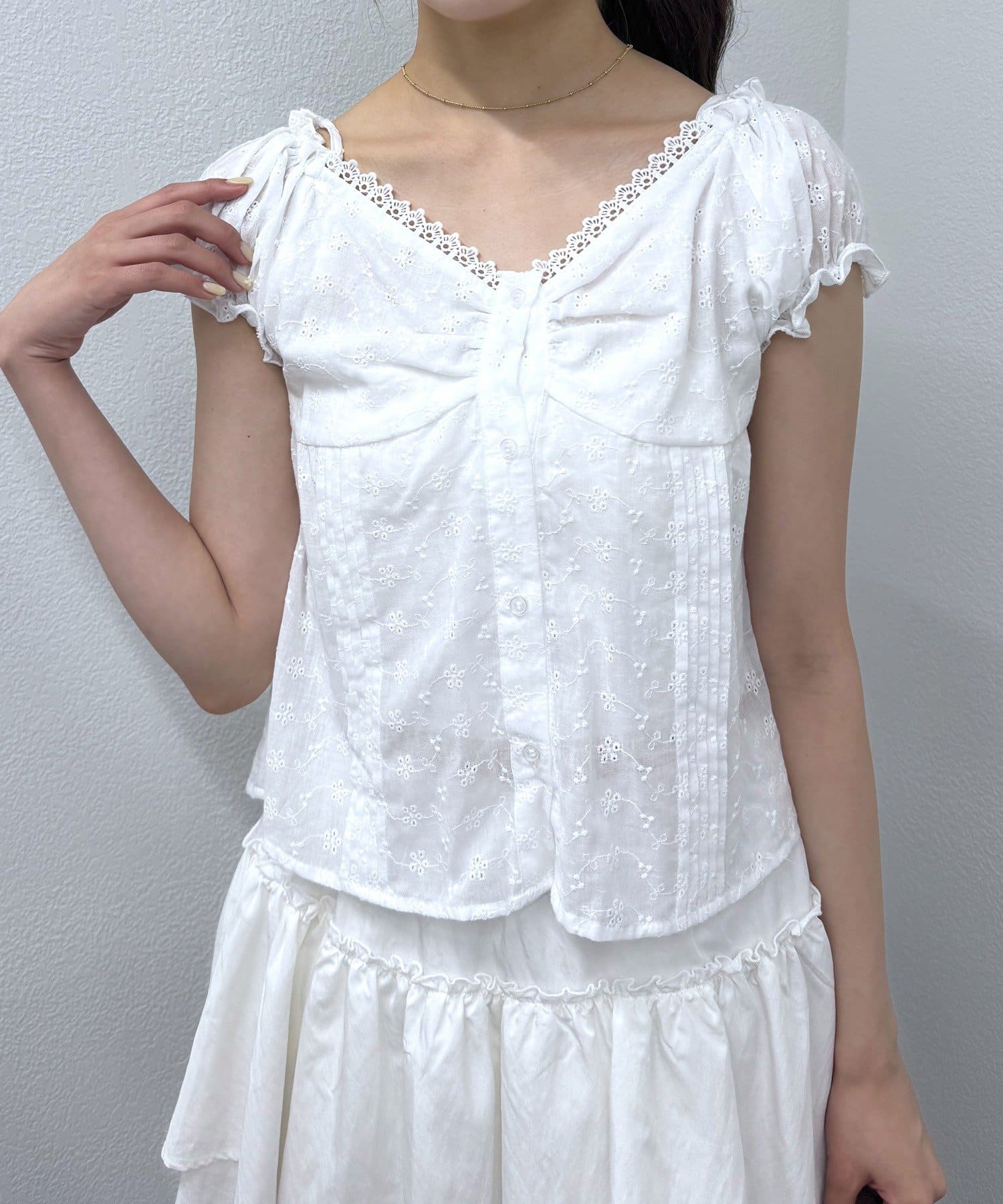 mline(エムライン) [mline]フレンチスリーブ2WAYブラウス