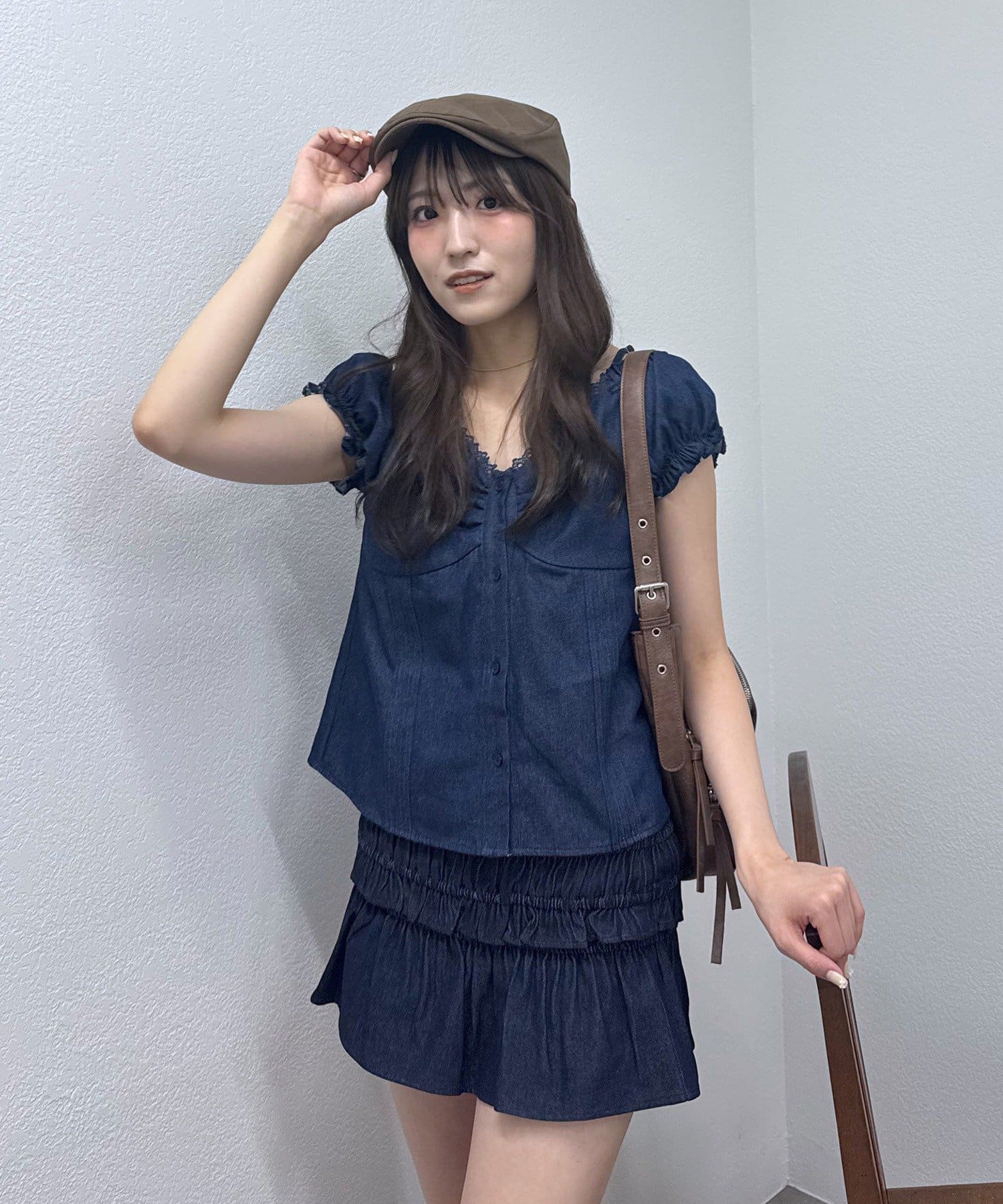mline(エムライン) [mline]フレンチスリーブ2WAYブラウス