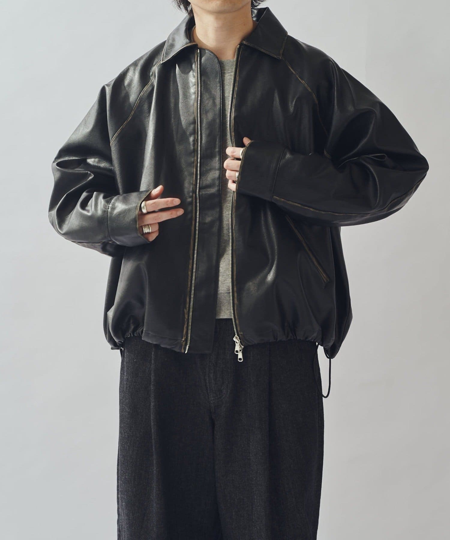 グランジシンセティックレザーバルーンブルゾン | Lui's(ルイス)メンズ