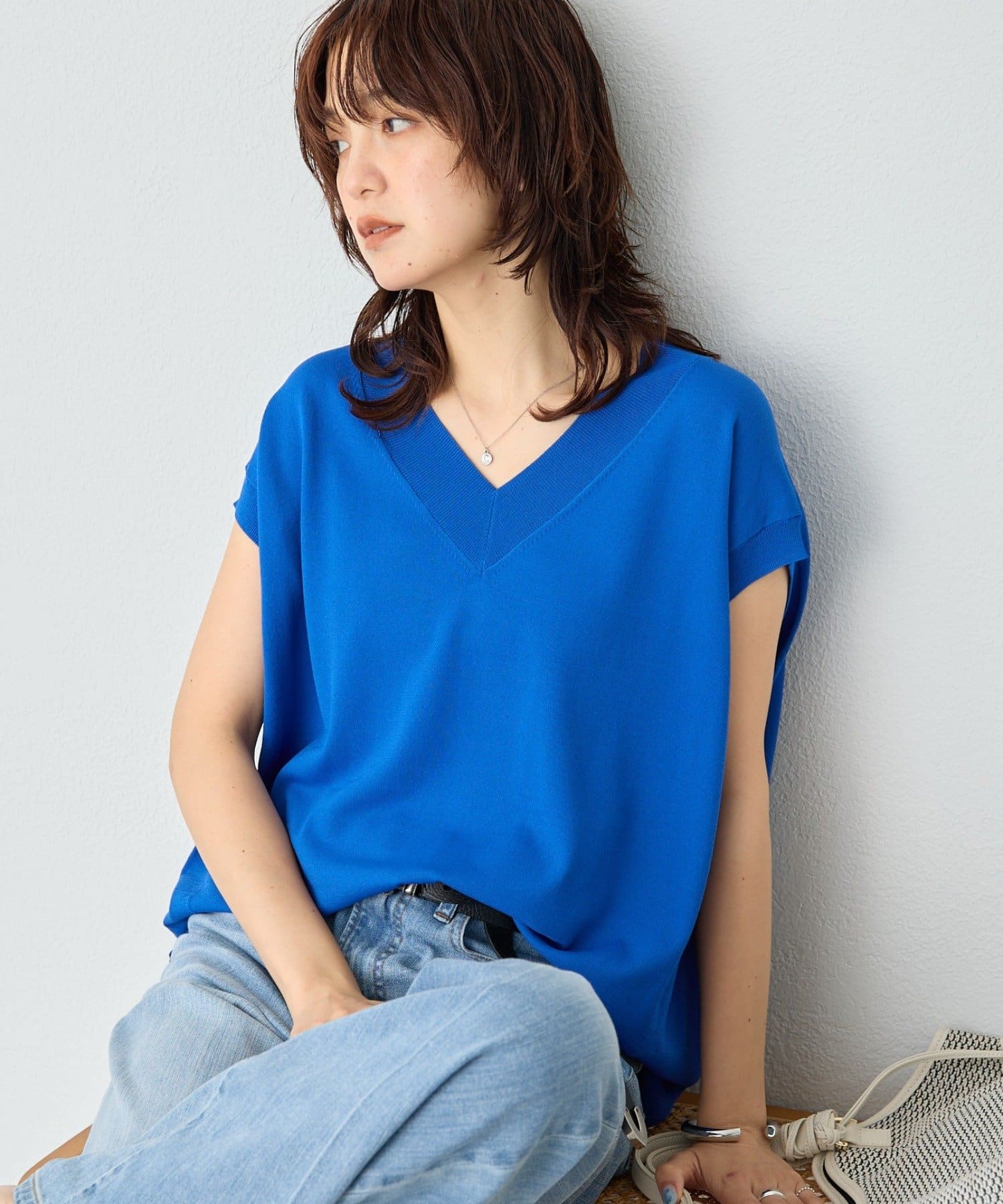 RIVE DROITE(リヴドロワ) 【暑い季節にも快適/セットアップ対応可】レーヨン混バックテールニット