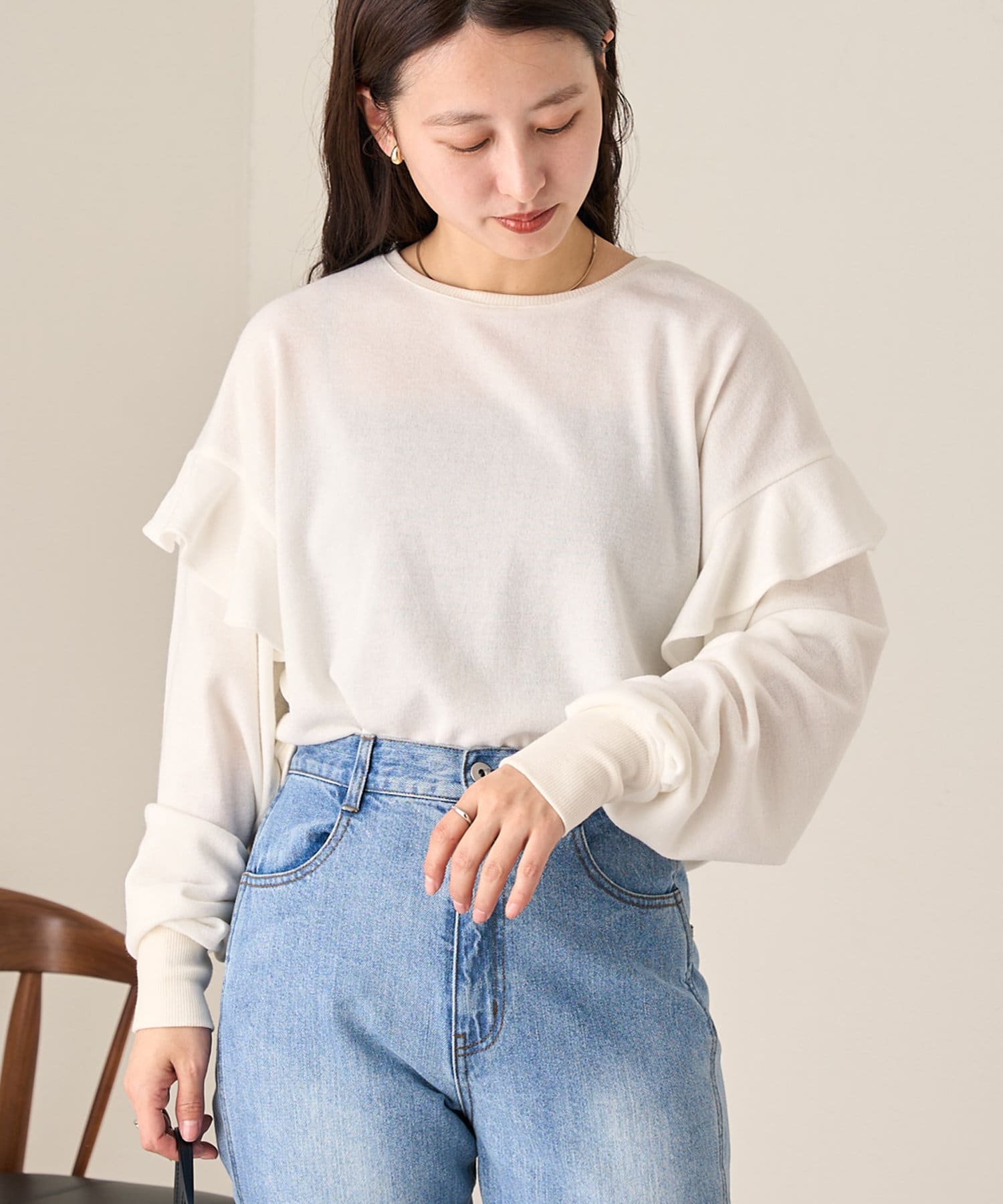 OUTLET(アウトレット) 【Kastane】B 袖フリルプルオーバー