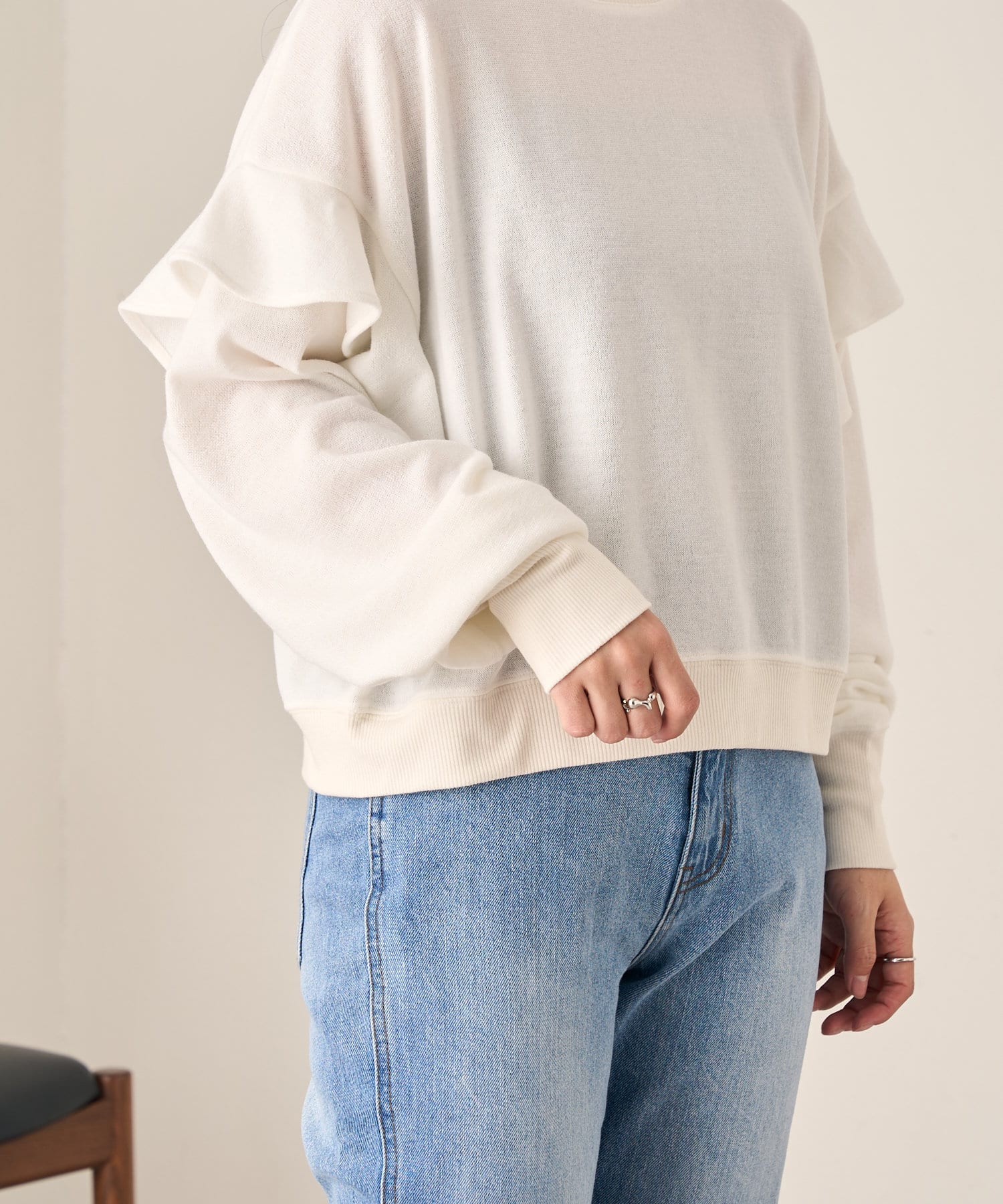 OUTLET(アウトレット) 【Kastane】B 袖フリルプルオーバー