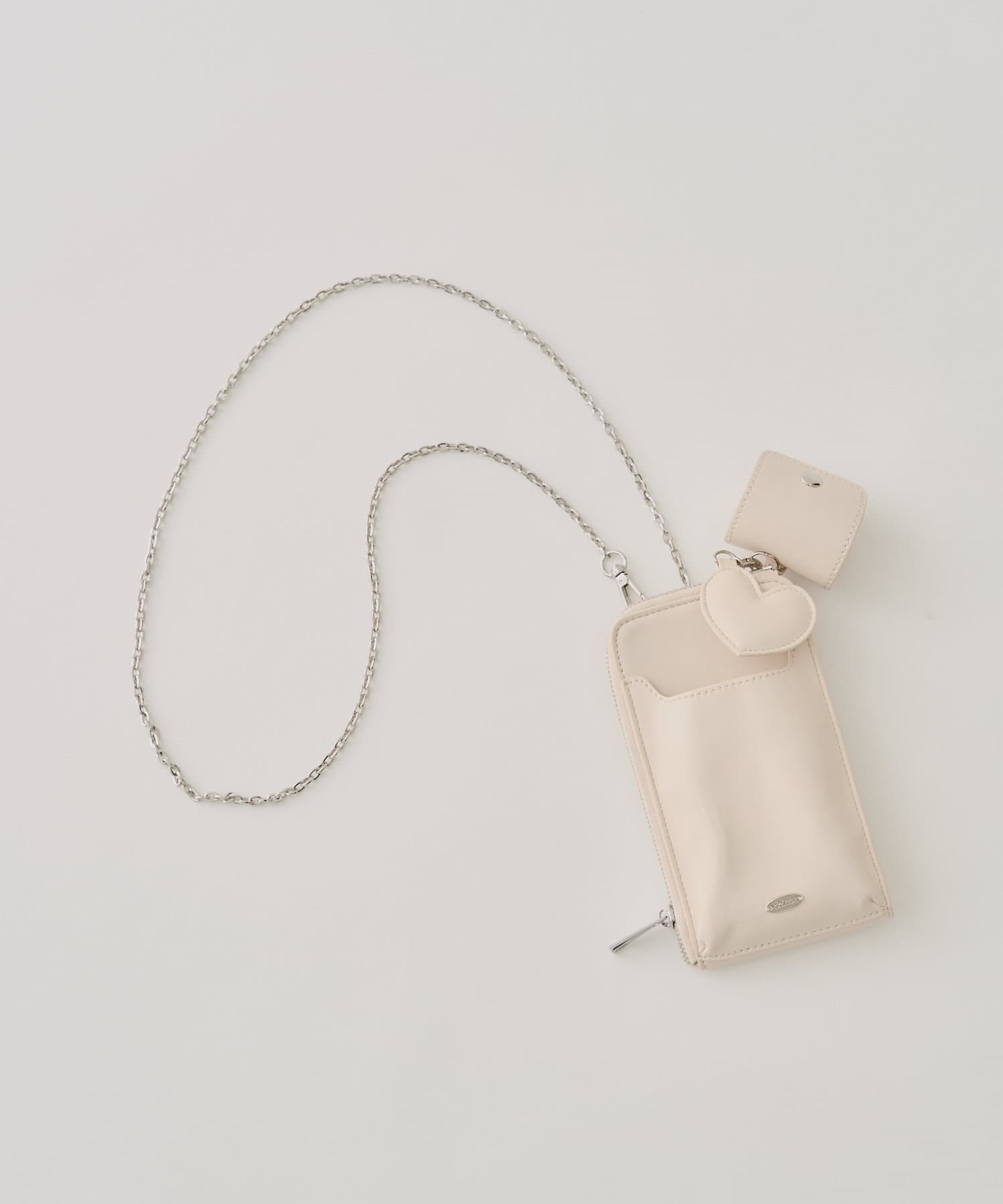 OUTLET(アウトレット) 【Chico】ハートモチーフチャーム付きスマホポーチ