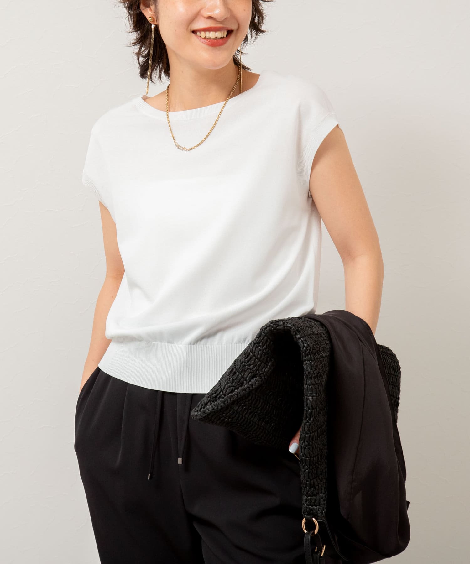 NOLLEY'S(ノーリーズ) 《手洗い可能》18GサラサラフレンチニットT