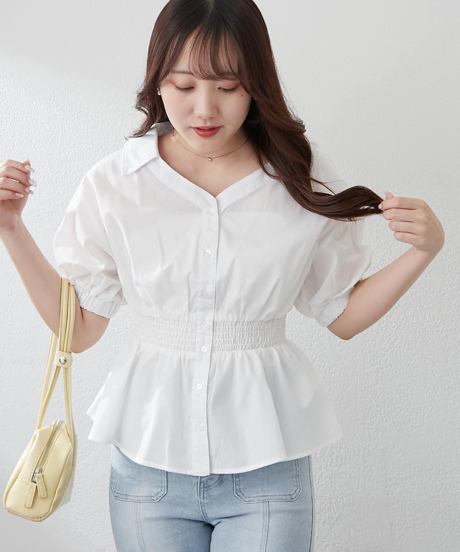 半袖ブラウス レース重ね半袖ブラウス | kawaii | axes femme online shop