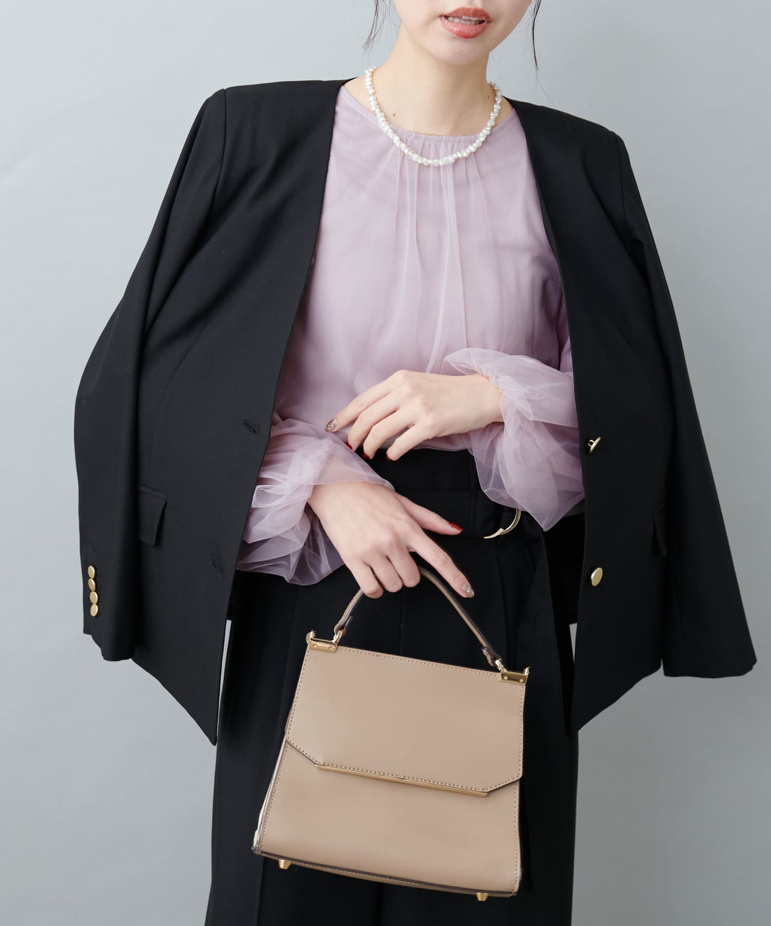 NICE CLAUP / OLIVE des OLIVE OUTLET(ナイスクラップ  / オリーブ デ オリーブ アウトレット) 【natural couture】チュールギャザートップス