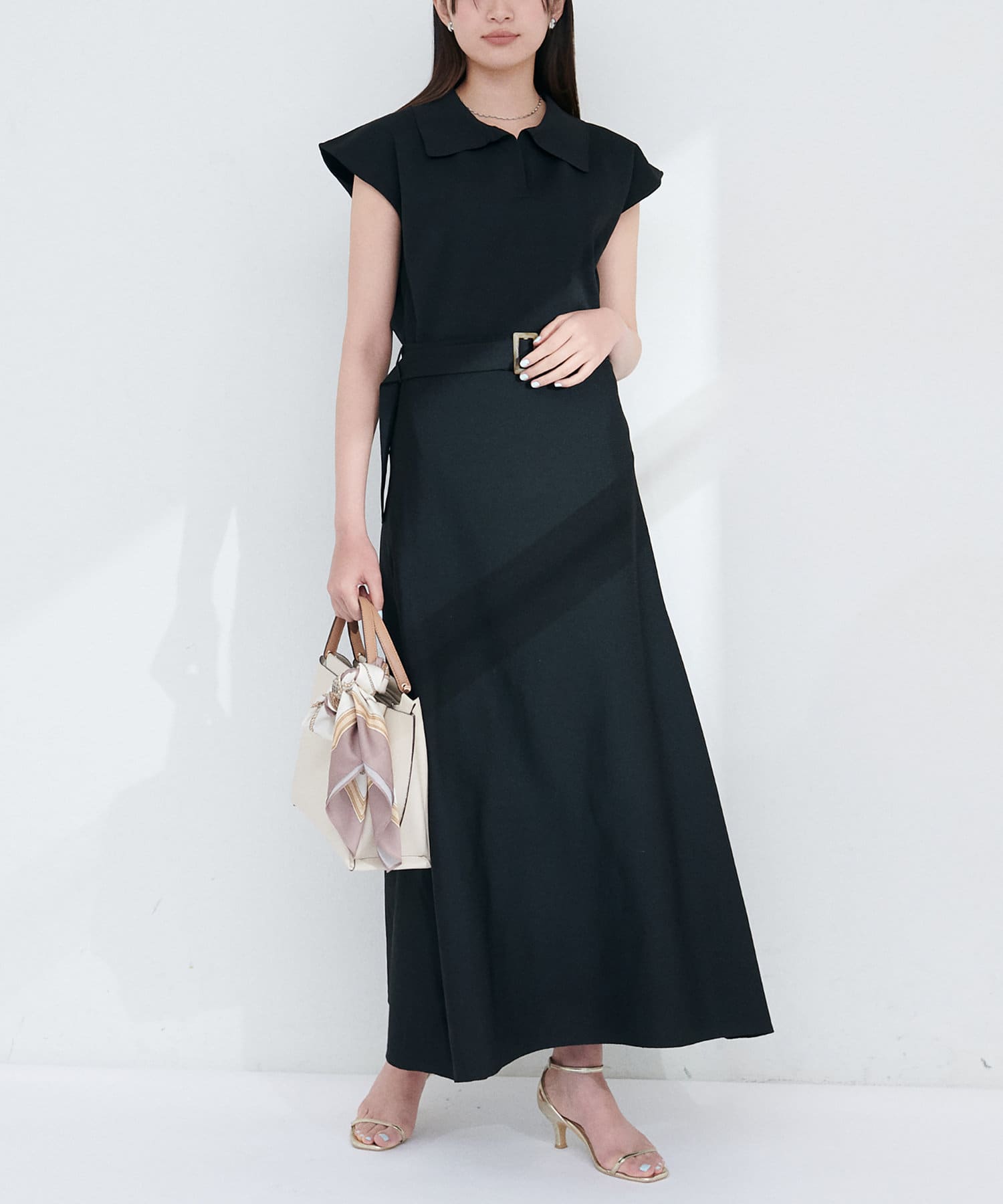 【2025SS natural couture】セットアップ対応　べっこうベルト付きニットフレアスカートWEB限定サイズ：Lサイズ■Designシンプルなデザインの中に程よいフレア感で、洗練された美し
