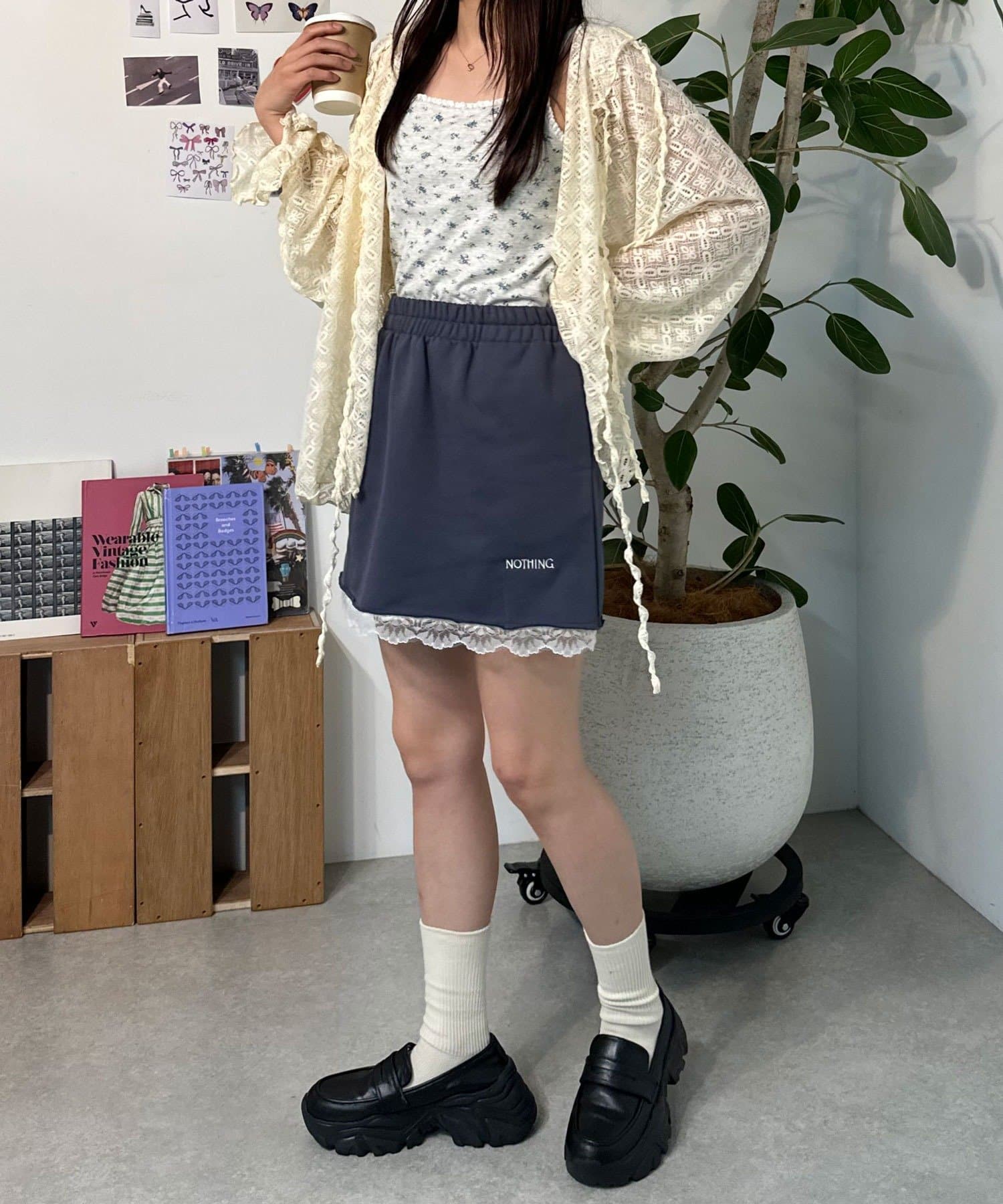 CIAOPANIC(チャオパニック) 【neutral】小花柄レースカップ付きキャミソール