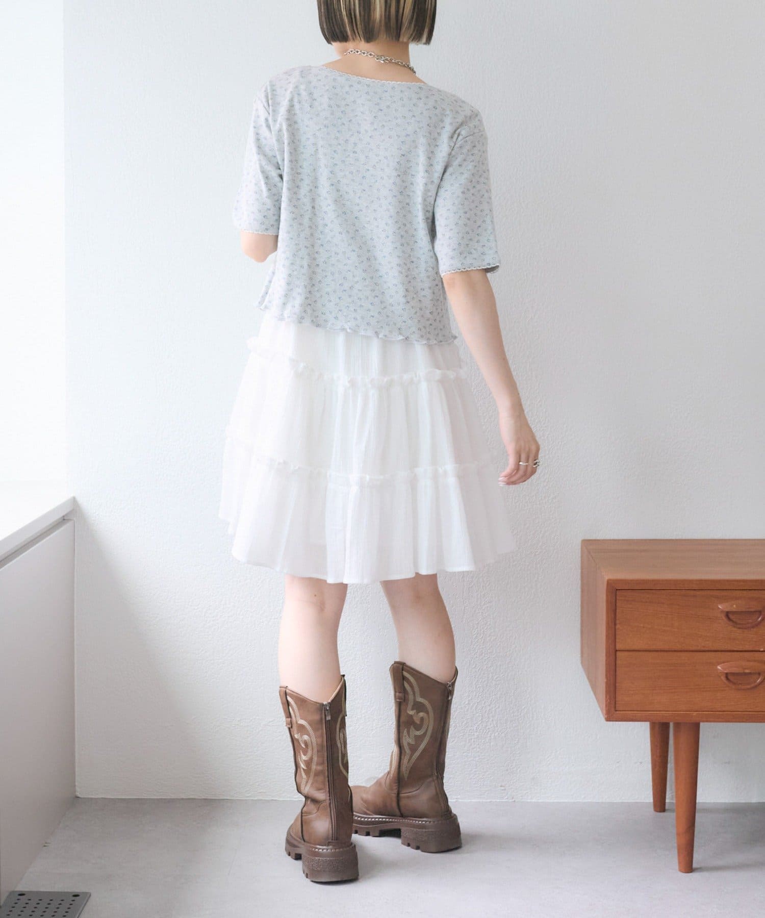w closet(ダブルクローゼット) 【セットアイテム/3色展開】フラワーカーディガン＋キャミSET